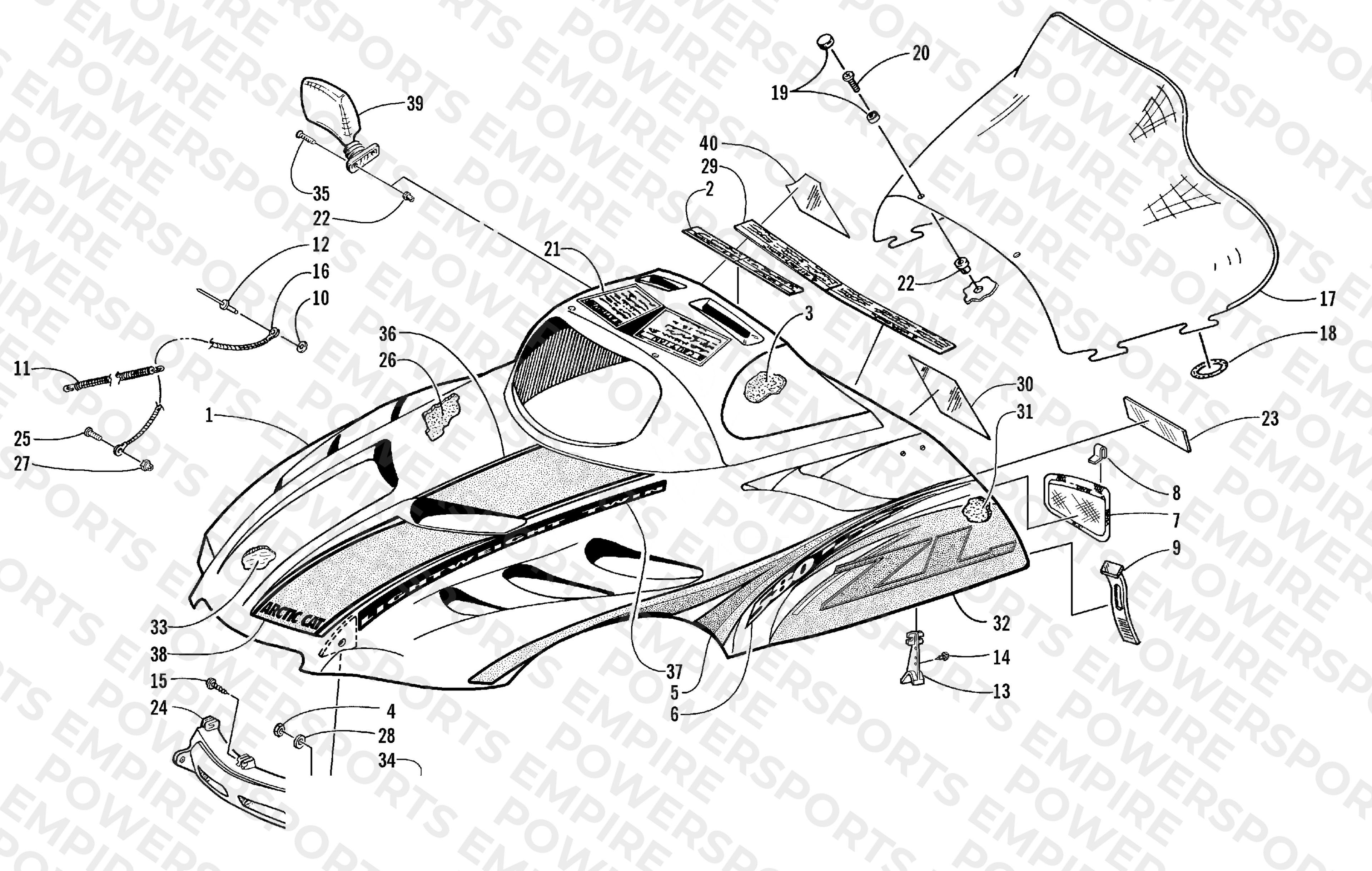 HOOD AND WINDSHIELD ASSEMBLY
