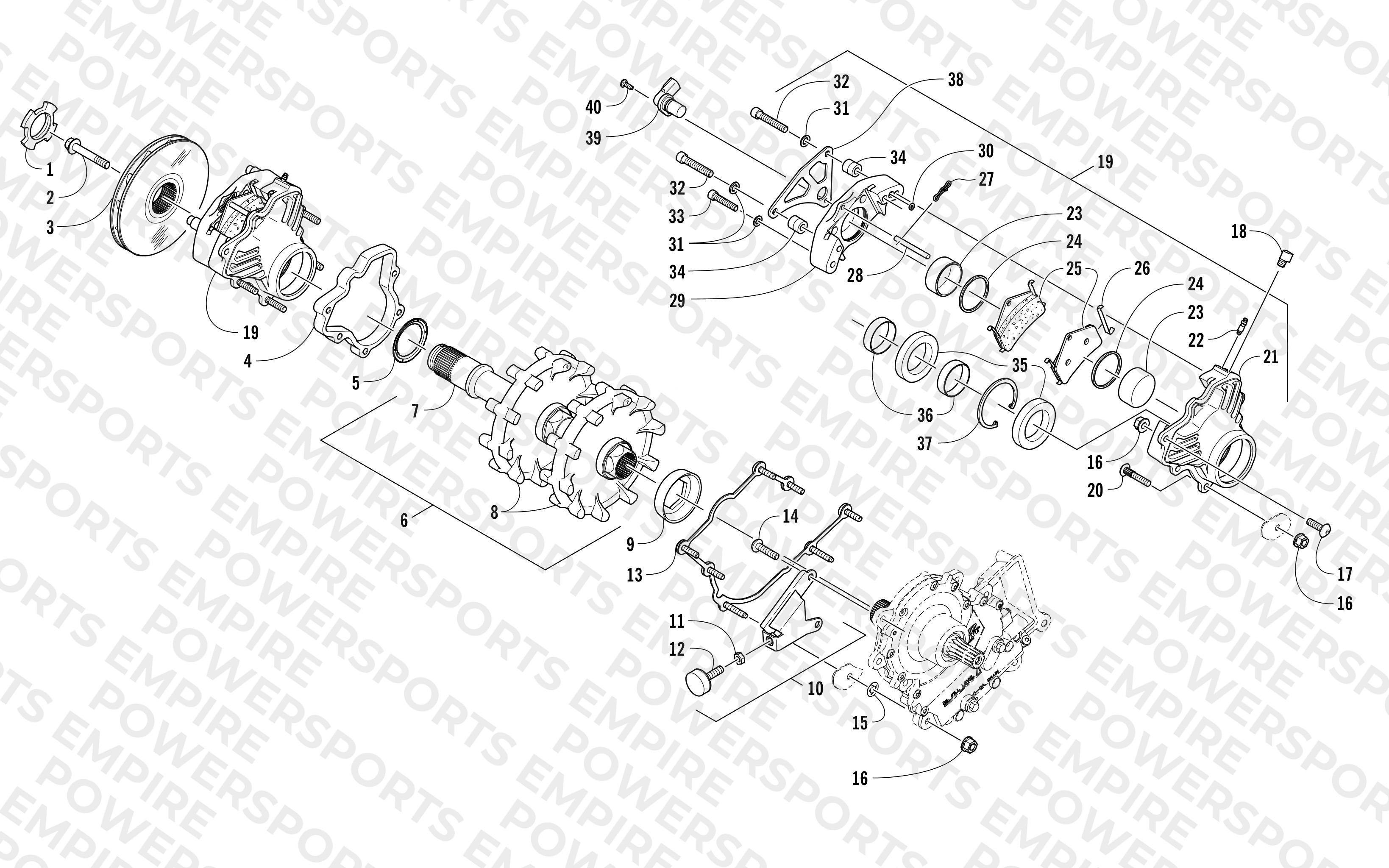DRIVE TRAIN SHAFT AND BRAKE ASSEMBLIES