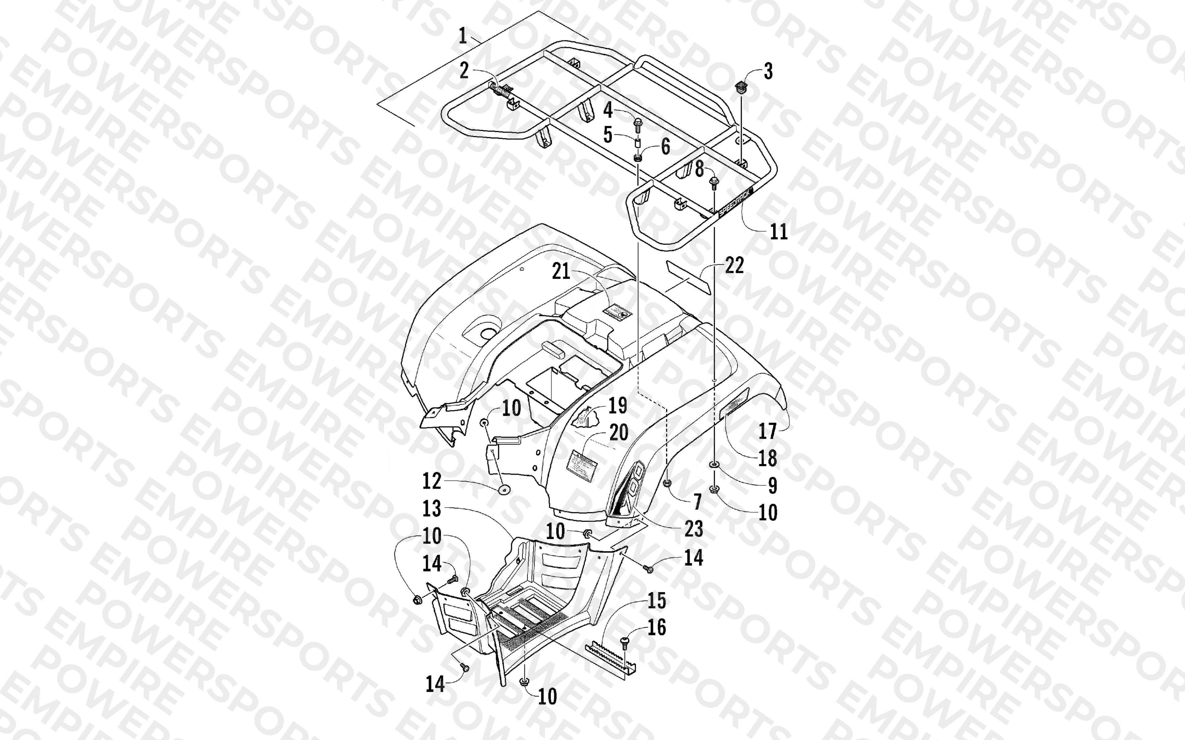 REAR RACK, BODY PANEL, AND FOOTWELL ASSEMBLIES