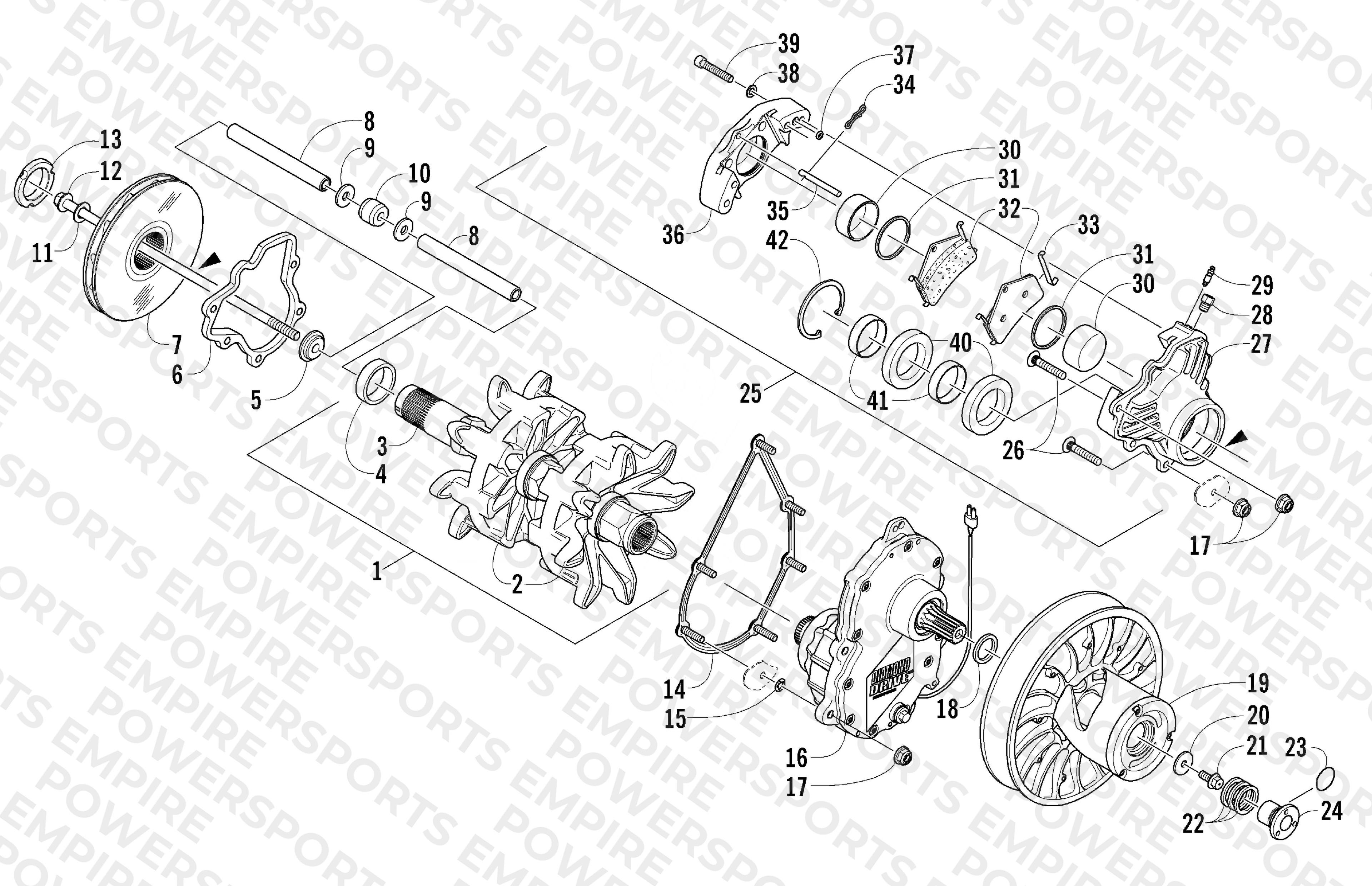 DRIVE TRAIN SHAFTS AND BRAKE ASSEMBLIES