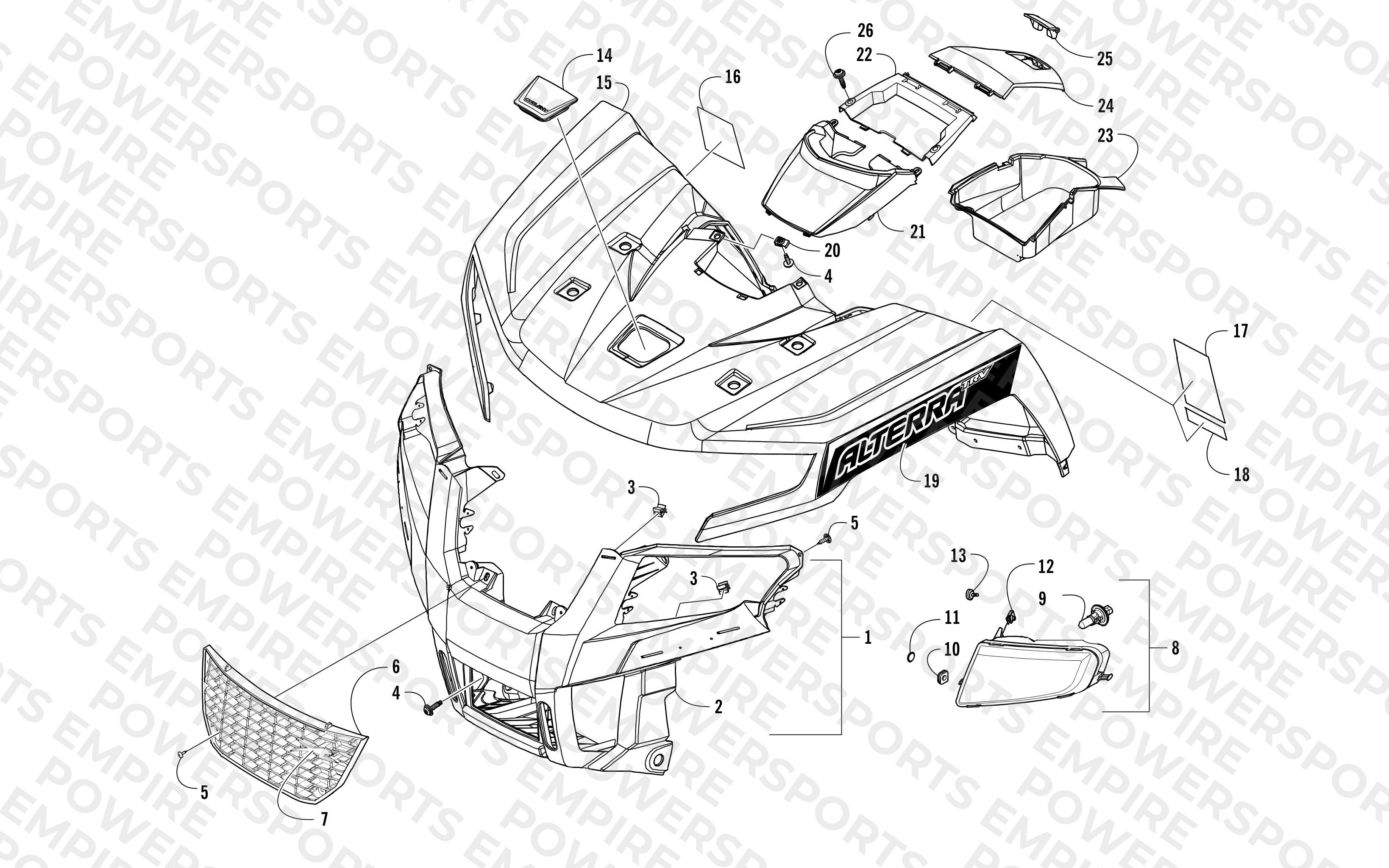 FRONT BODY PANEL AND HEADLIGHT ASSEMBLIES