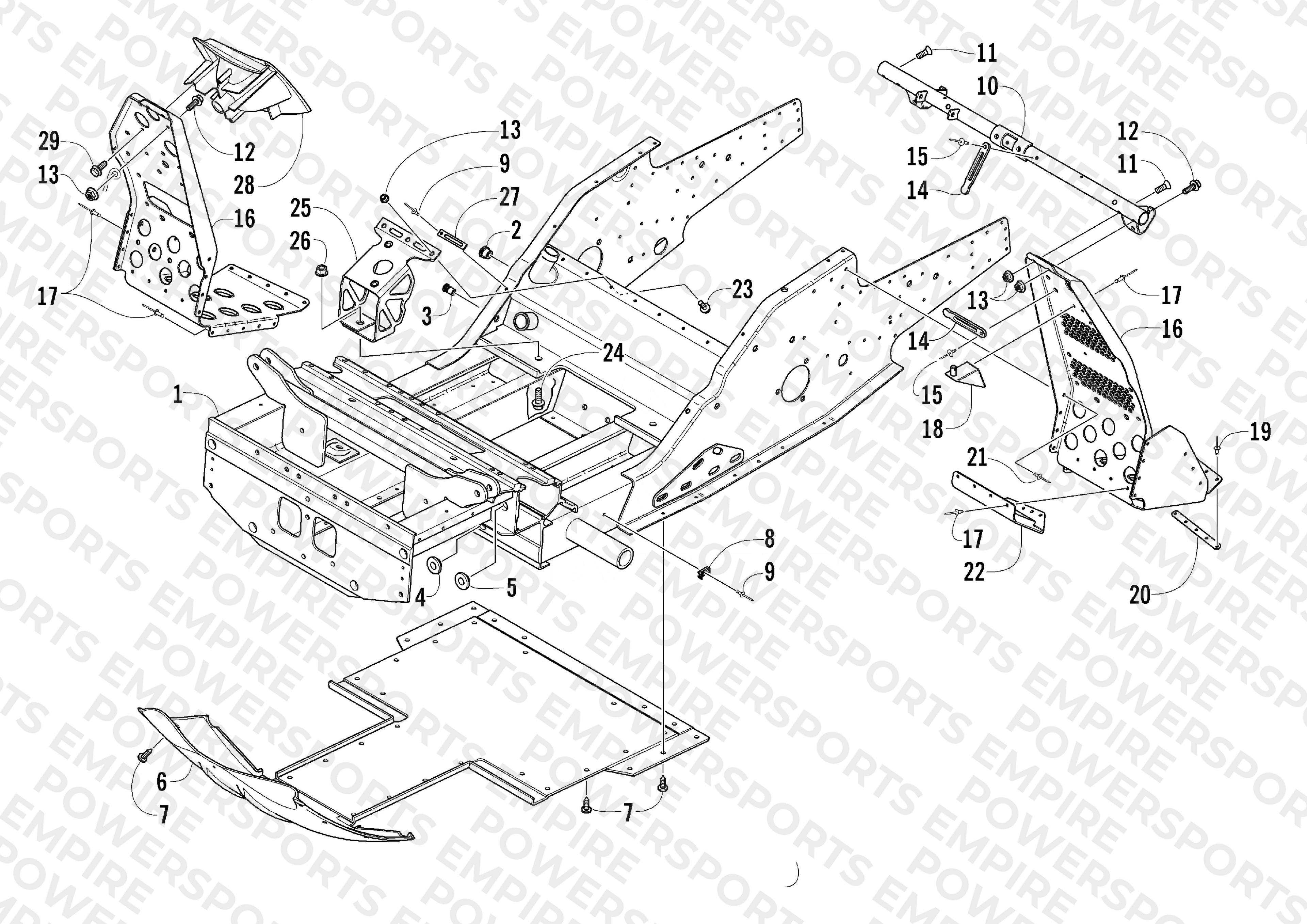 FRONT FRAME AND FOOTREST ASSEMBLY