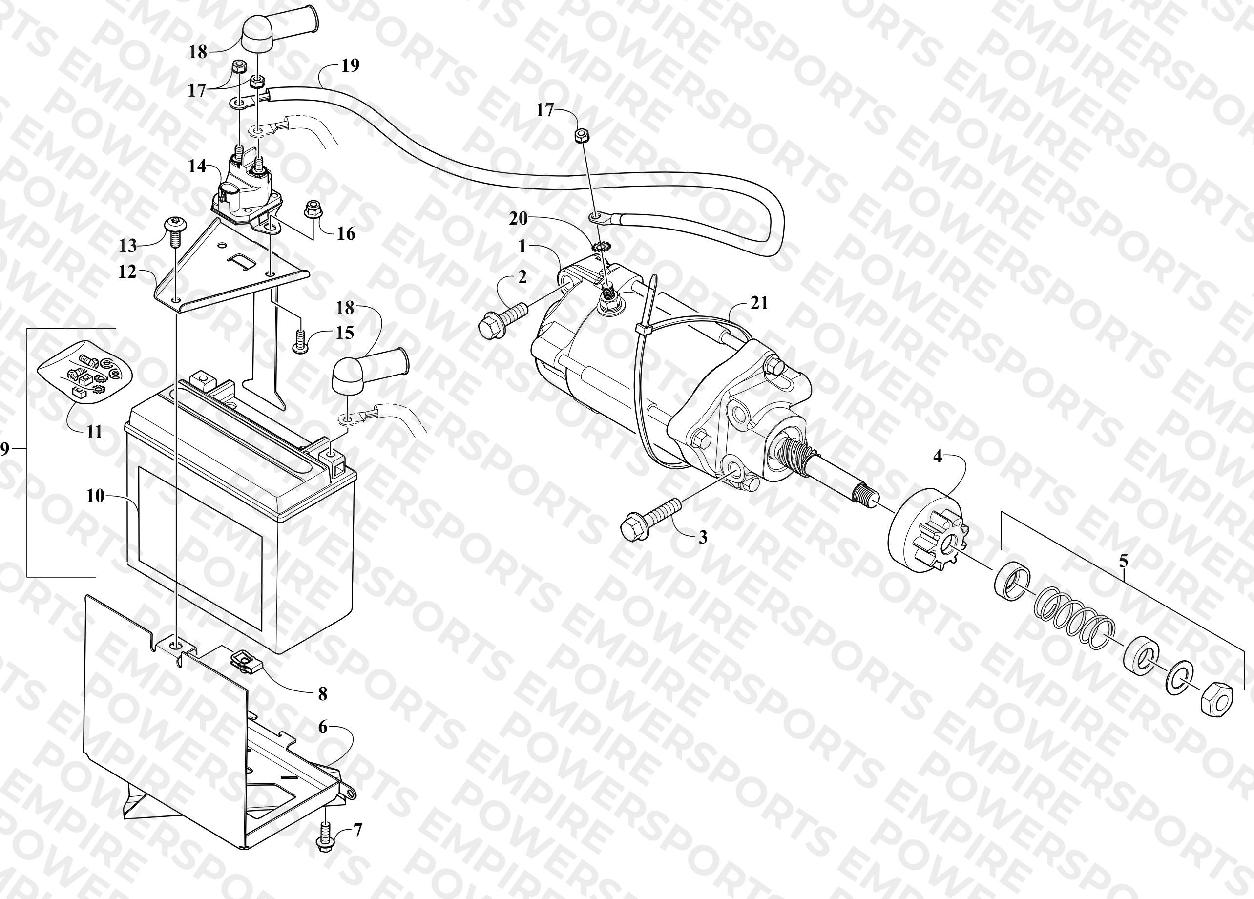 BATTERY AND STARTER ASSEMBLY
