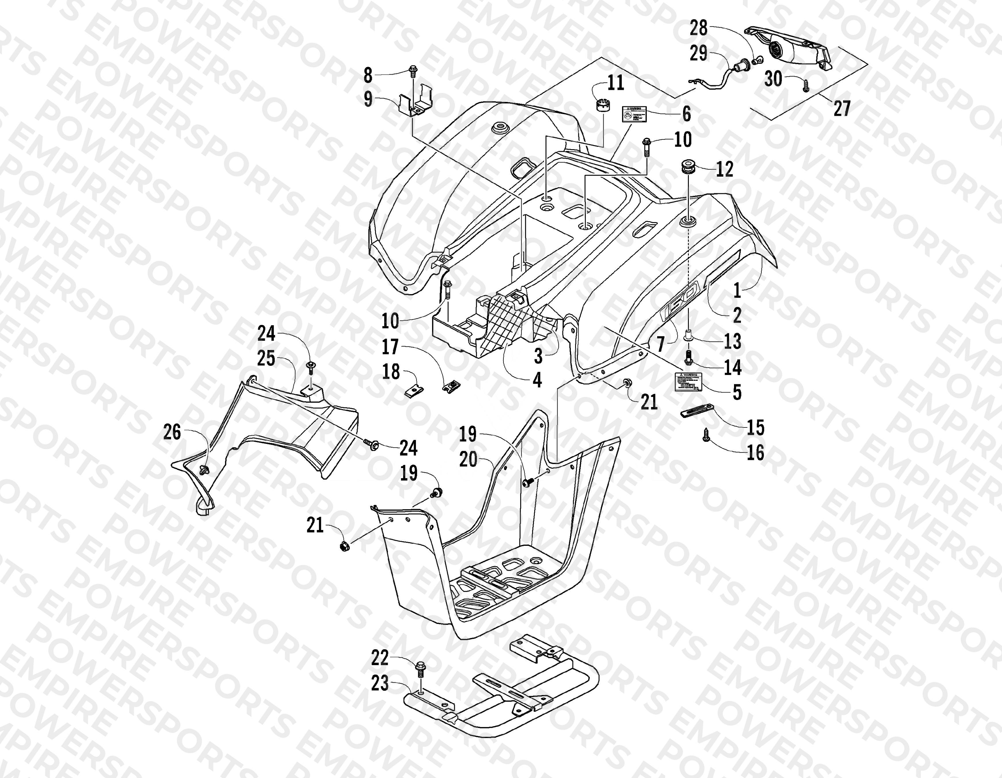 REAR BODY PANEL AND TAILLIGHT ASSEMBLIES
