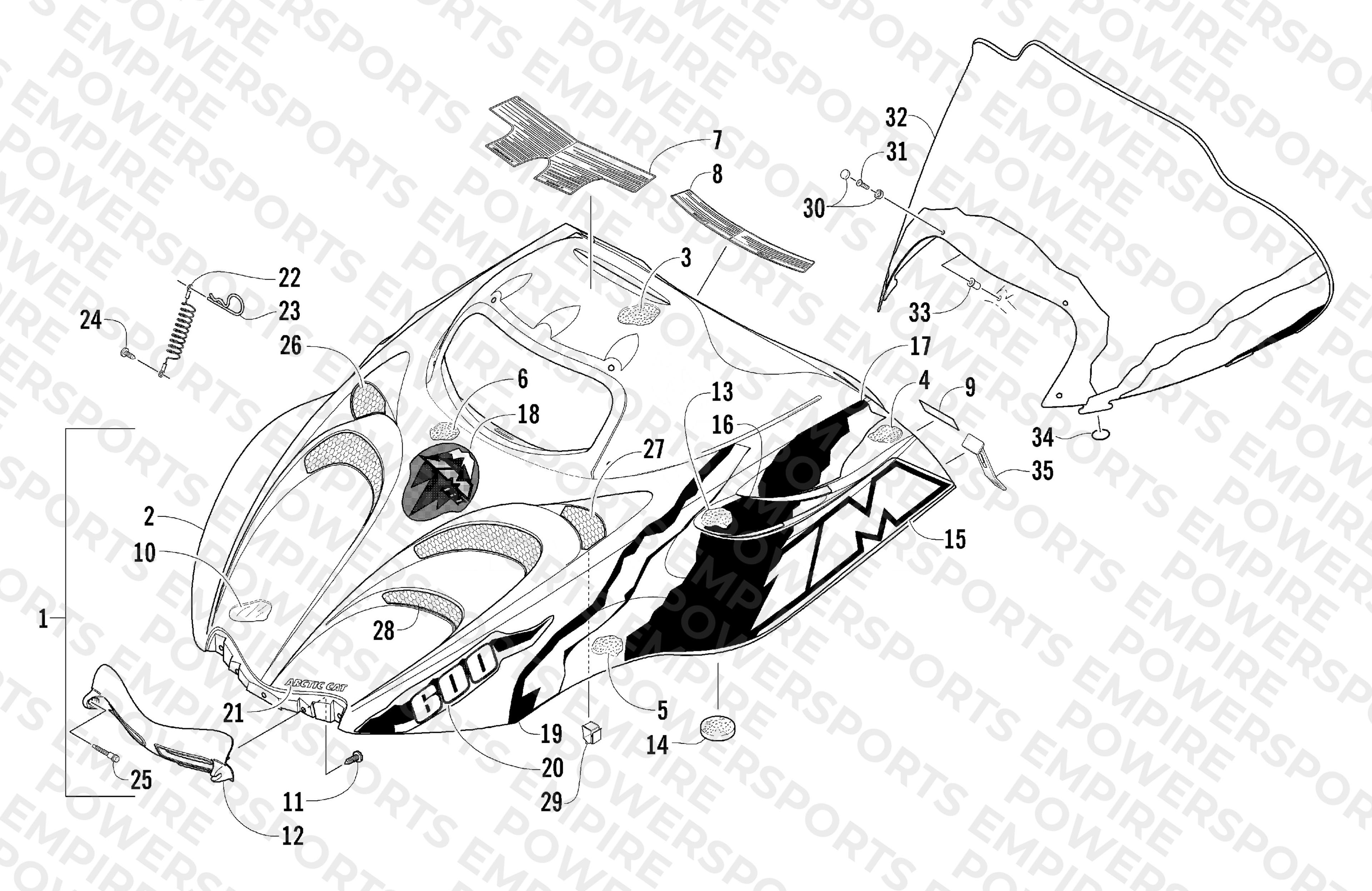 HOOD AND WINDSHIELD ASSEMBLY
