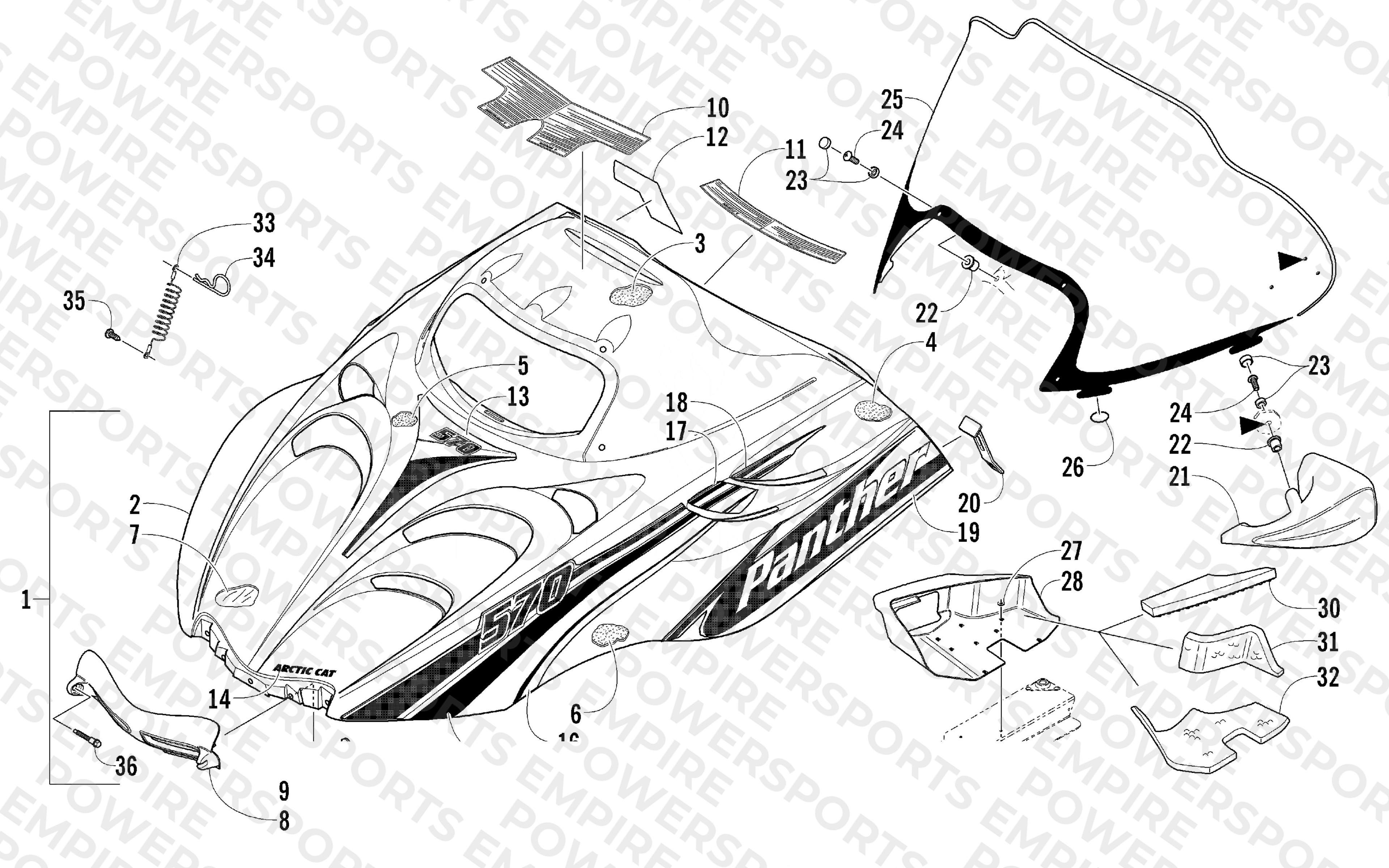 HOOD AND WINDSHIELD ASSEMBLY