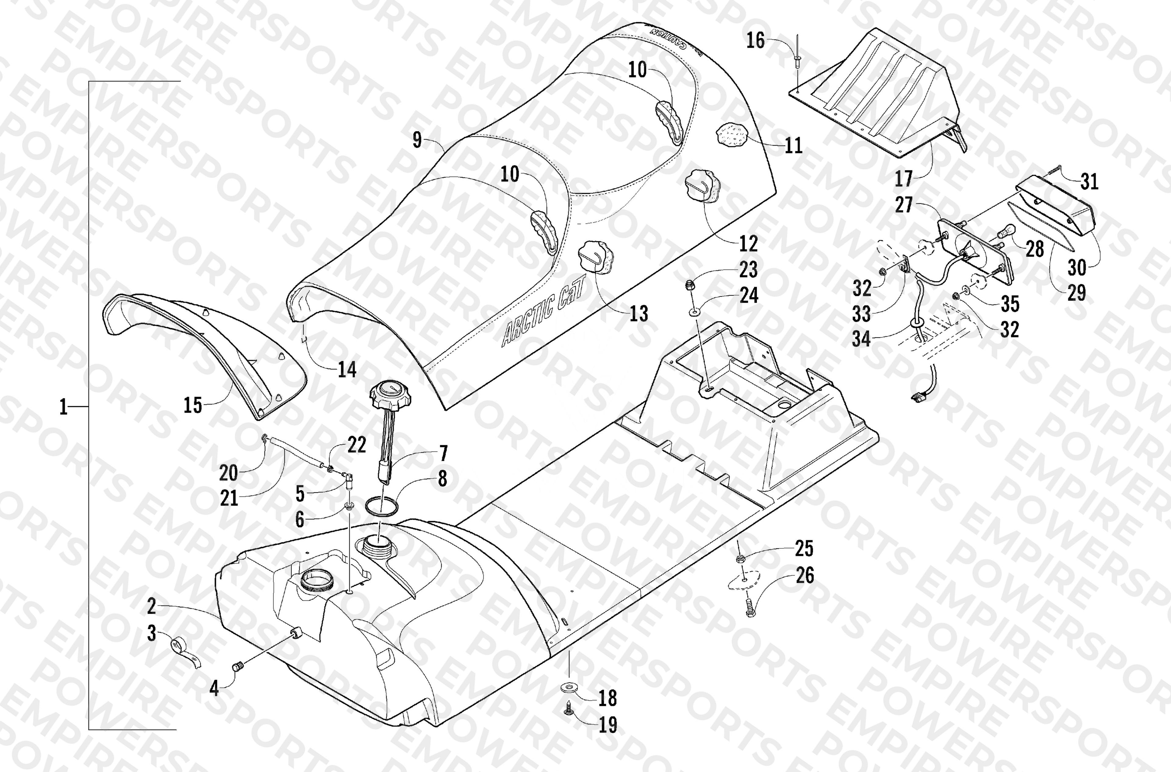 GAS TANK, SEAT, AND TAILLIGHT ASSEMBLY