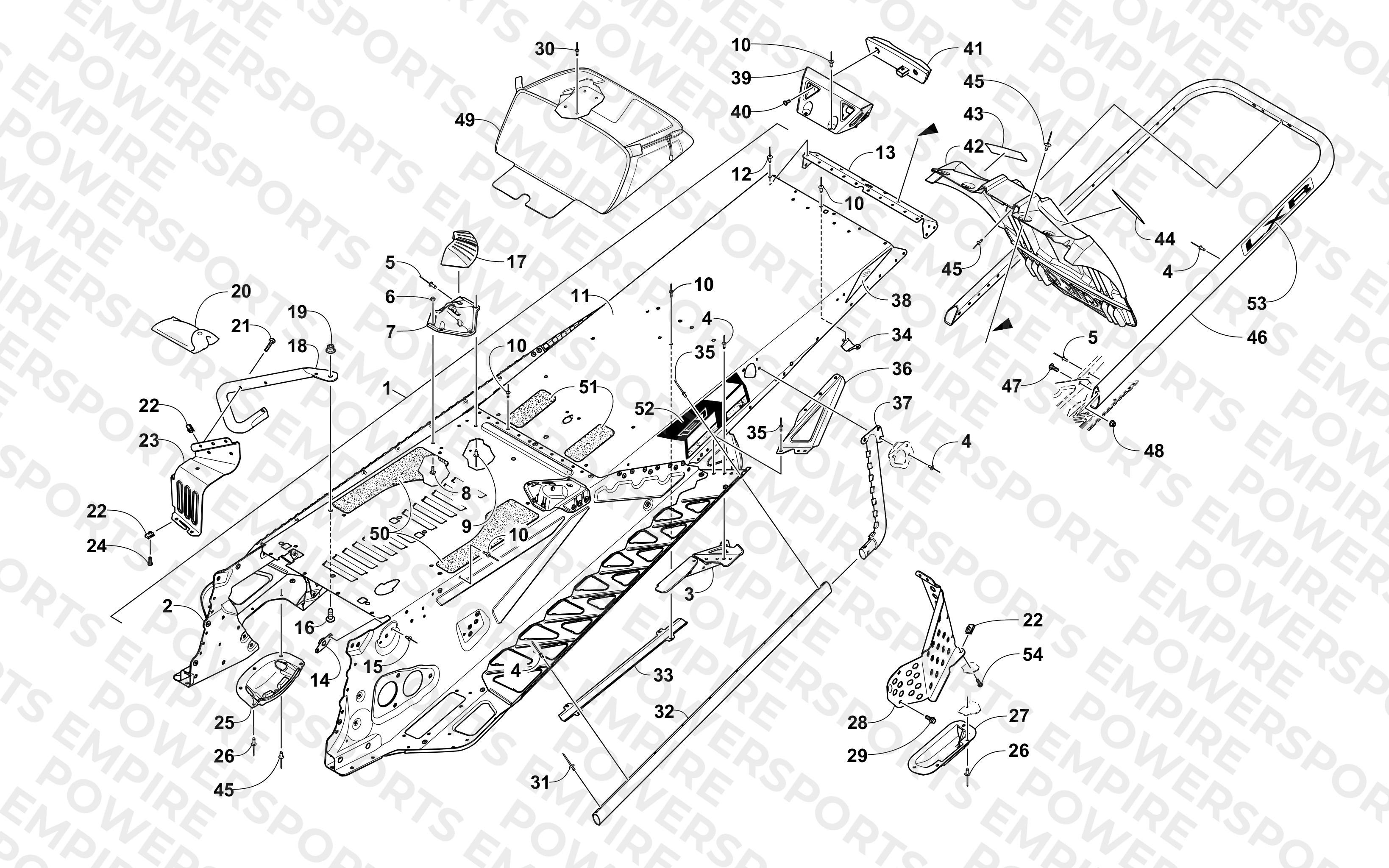 TUNNEL, REAR BUMPER, AND SNOWFLAP ASSEMBLY