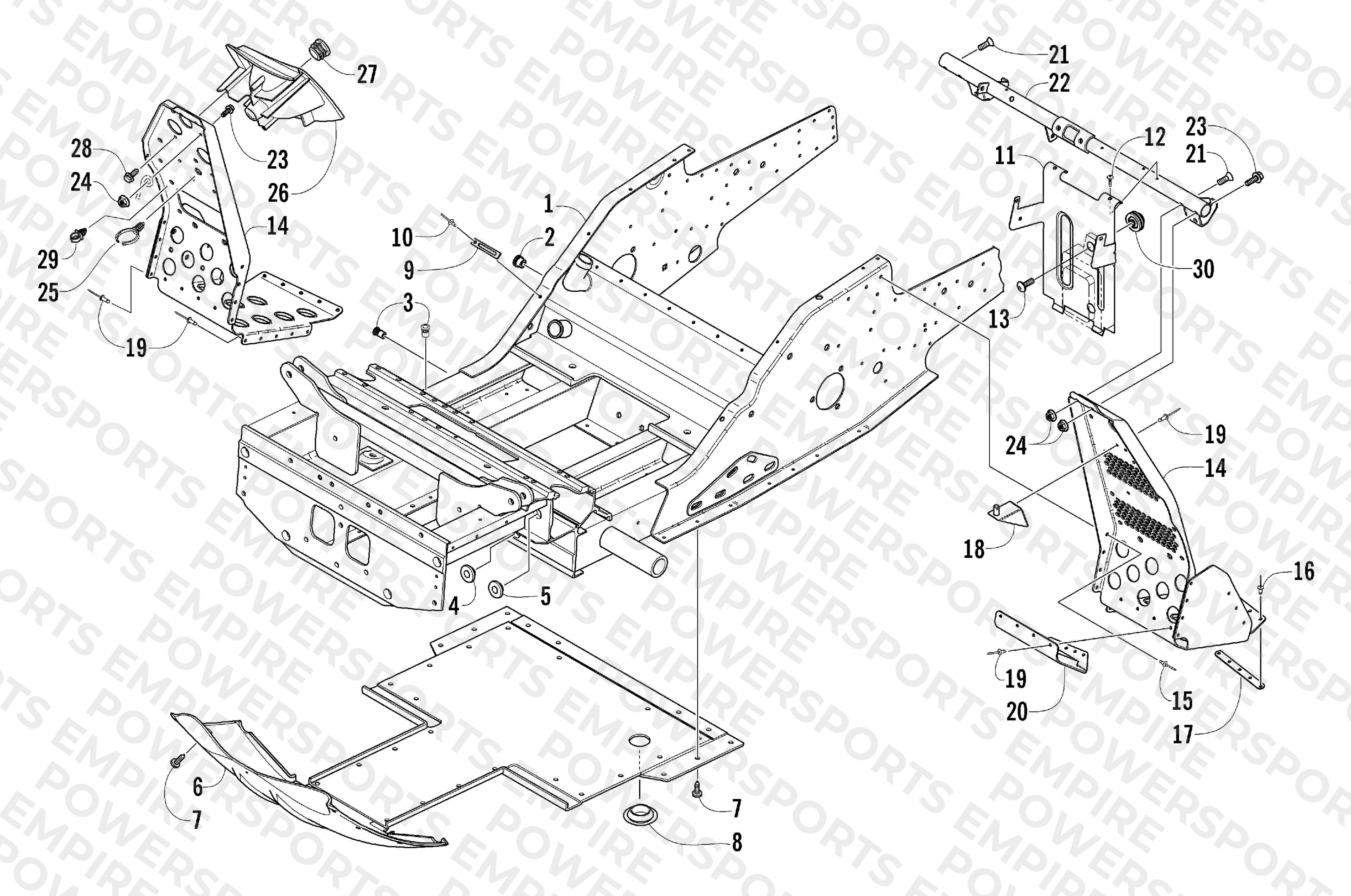 FRONT FRAME AND FOOTREST ASSEMBLY