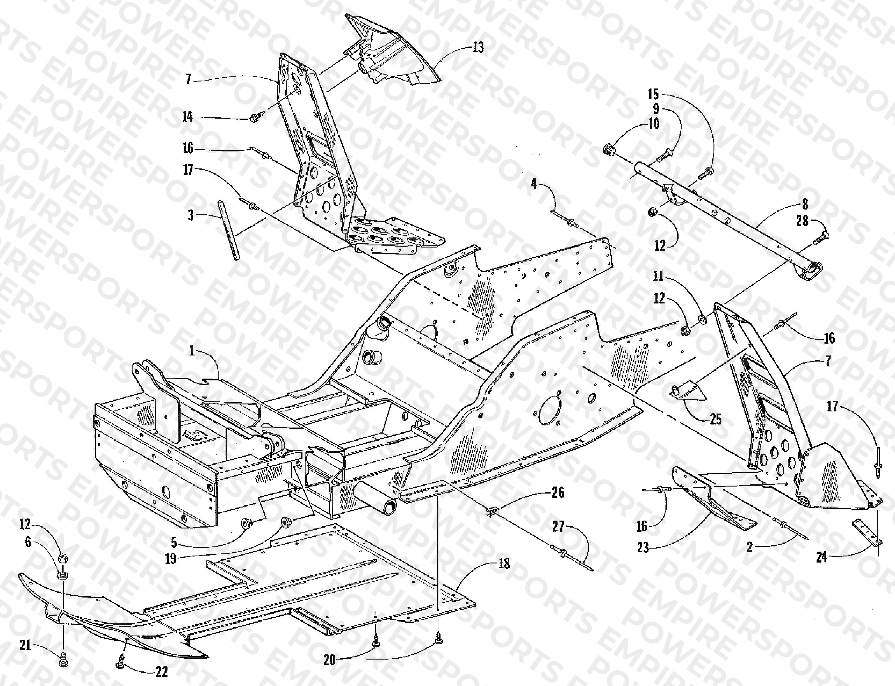 FRONT FRAME AND FOOTREST ASSEMBLY
