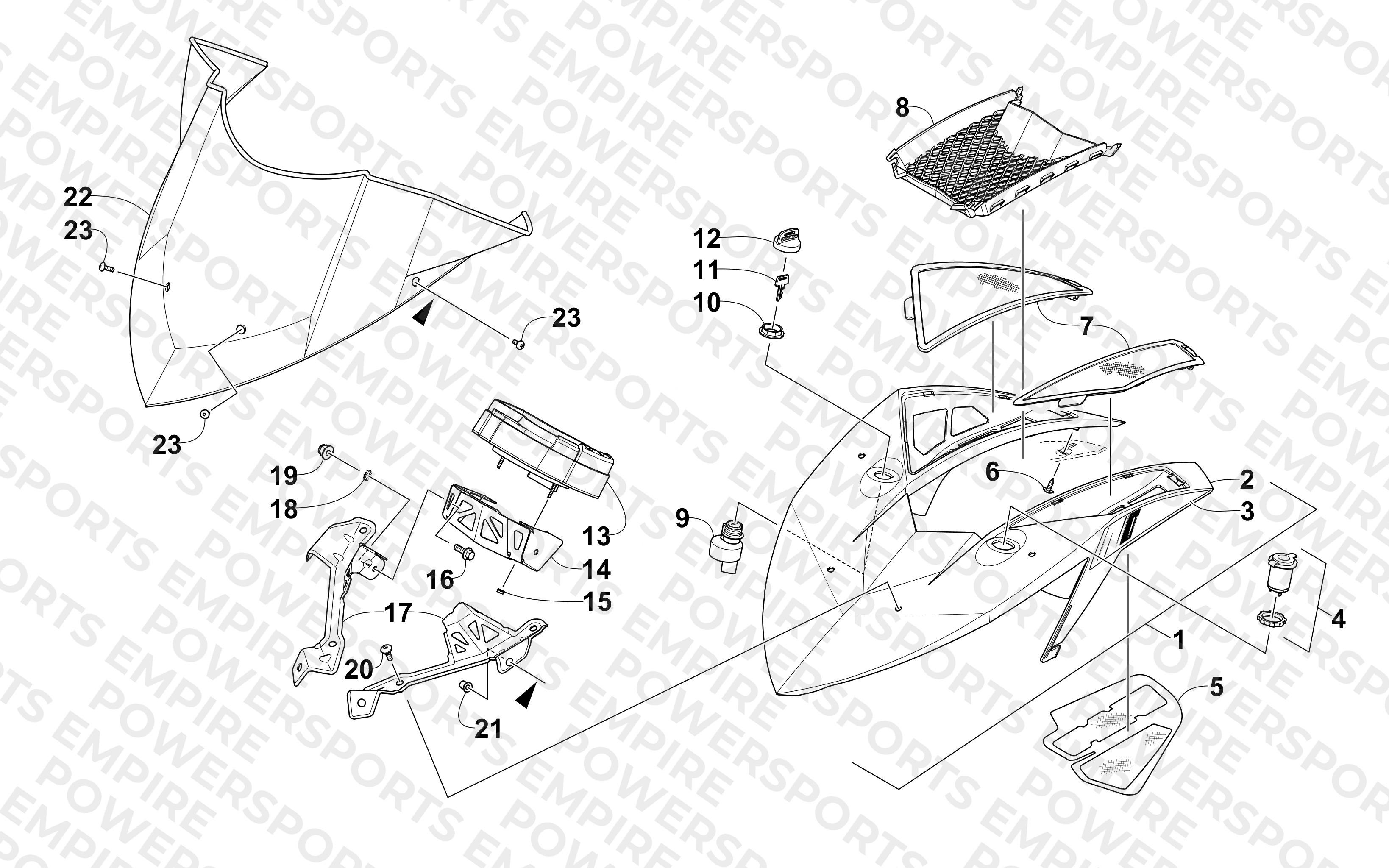 WINDSHIELD AND INSTRUMENTS ASSEMBLIES