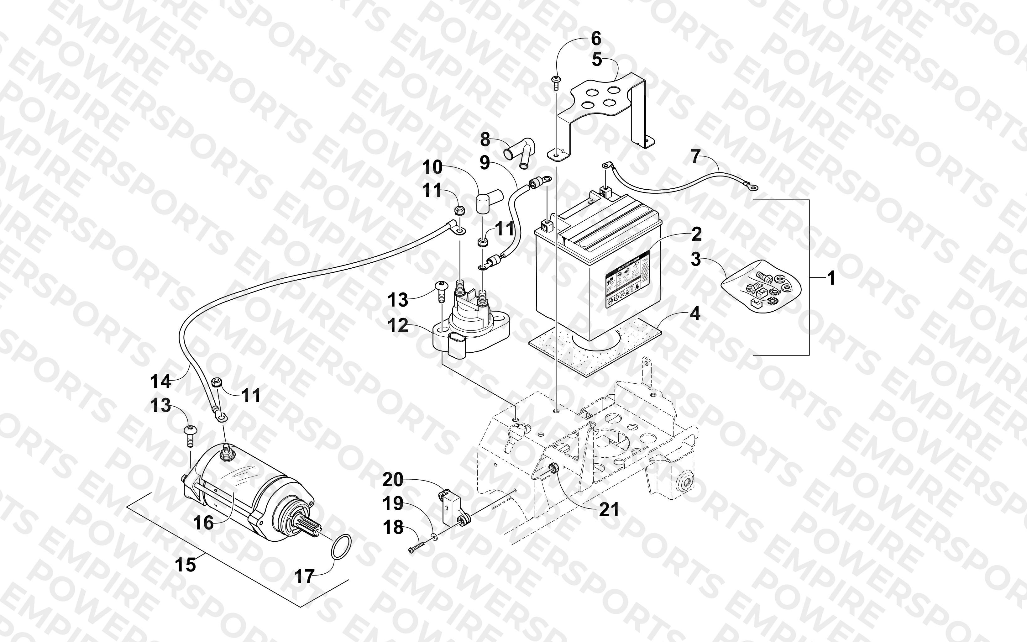 BATTERY AND STARTER MOTOR ASSEMBLY