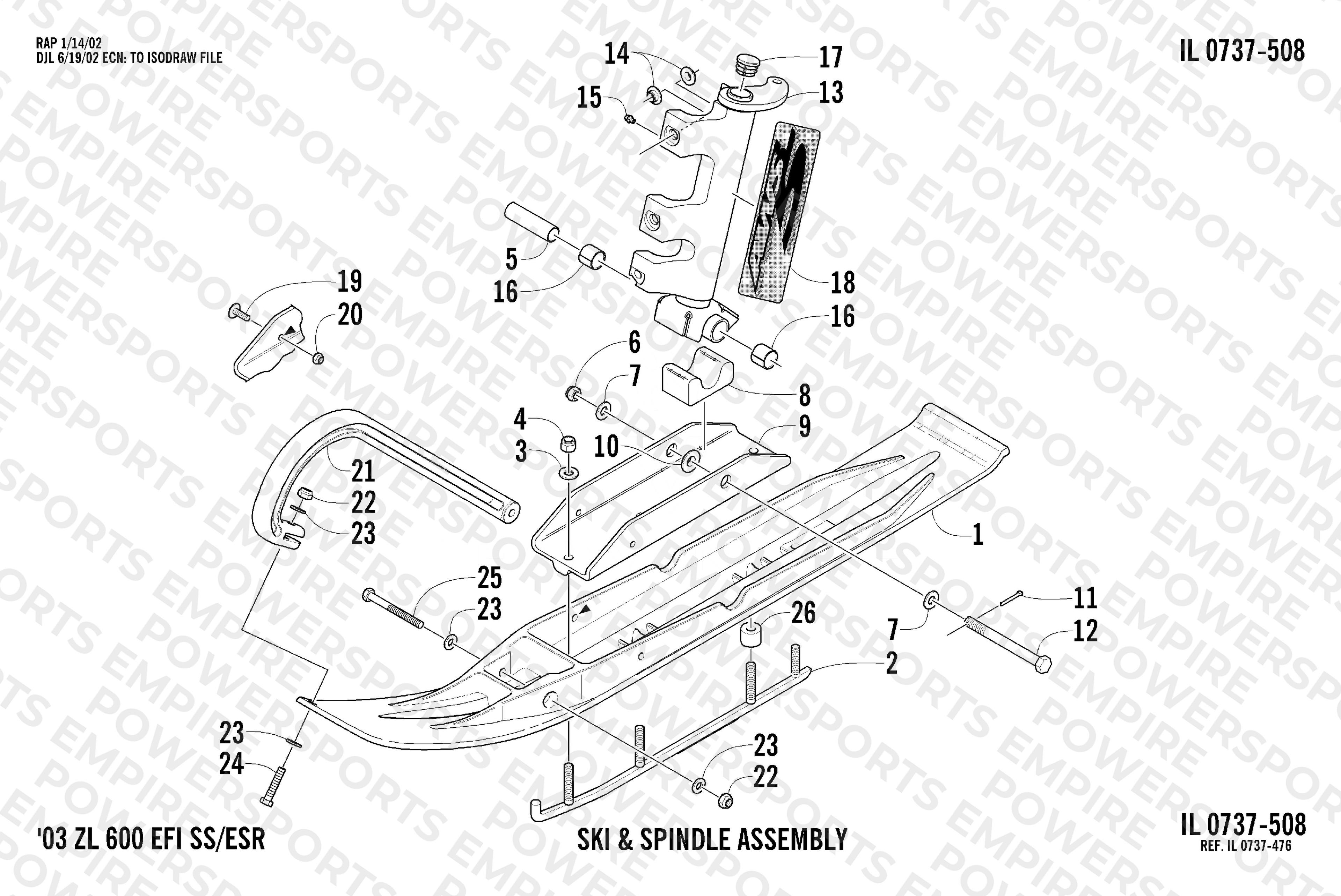 SKI AND SPINDLE ASSEMBLY