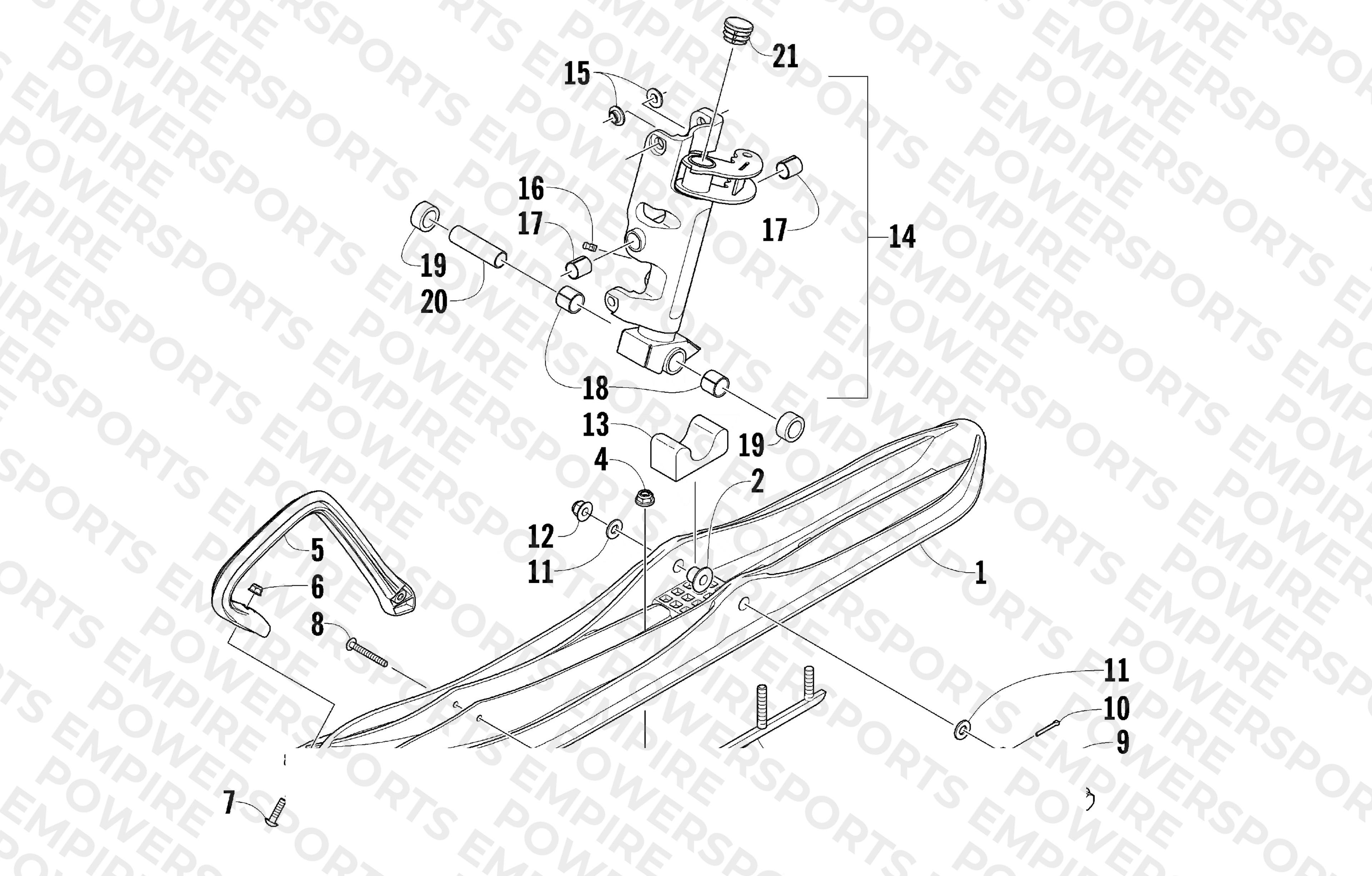 SKI AND SPINDLE ASSEMBLY