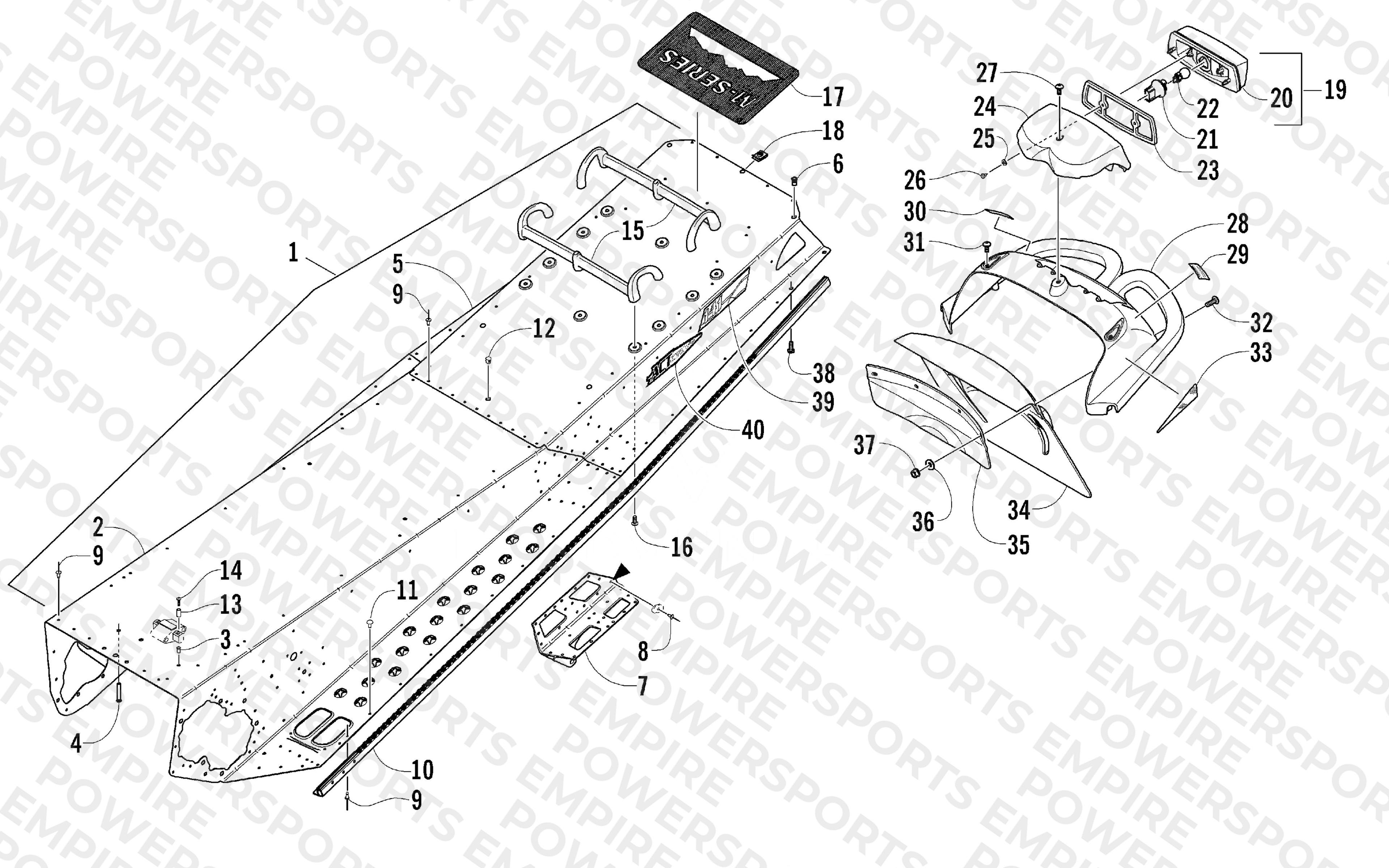 TUNNEL, REAR BUMPER, AND TAILLIGHT ASSEMBLY