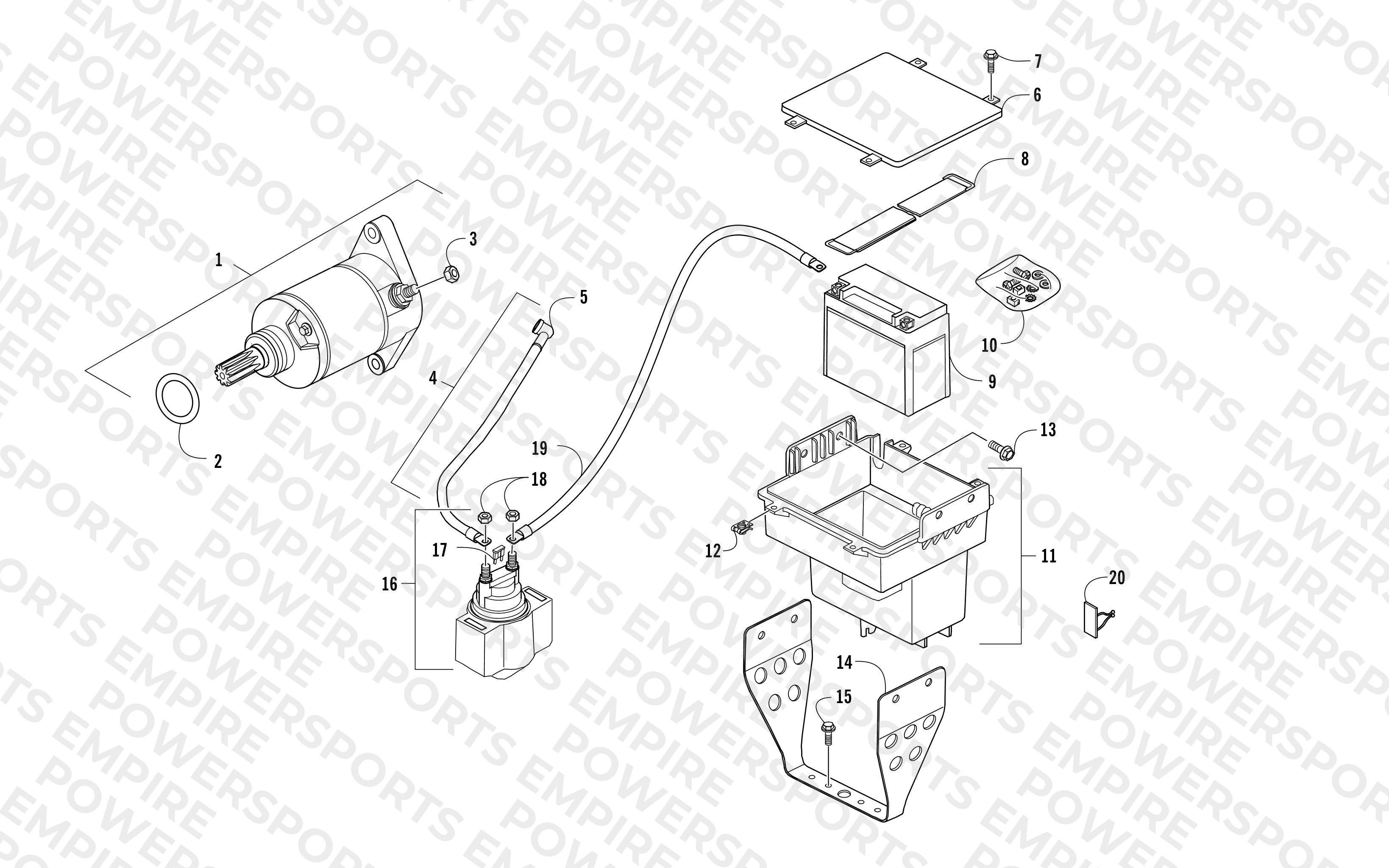 BATTERY AND STARTER ASSEMBLY