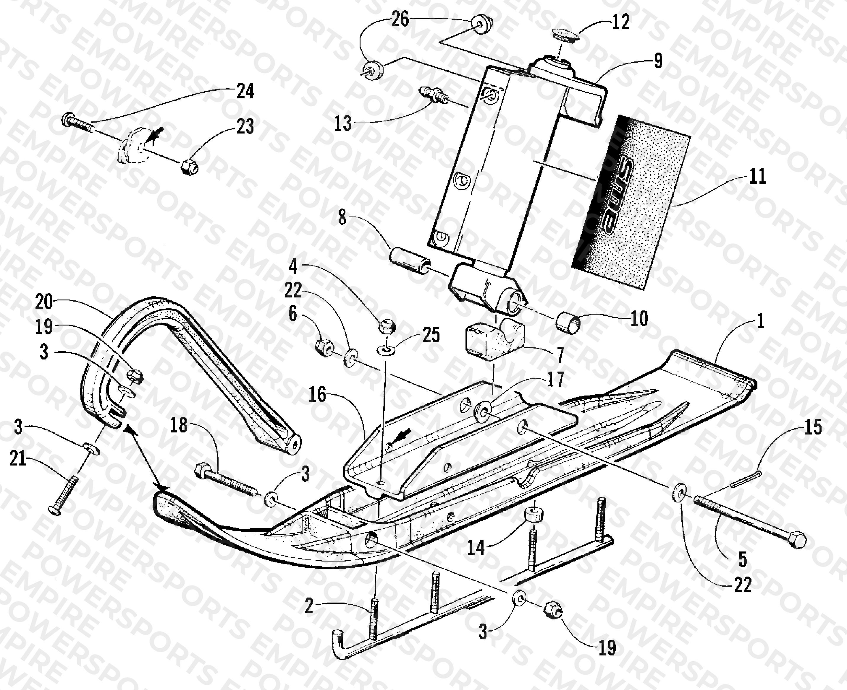 SKI AND SPINDLE ASSEMBLY