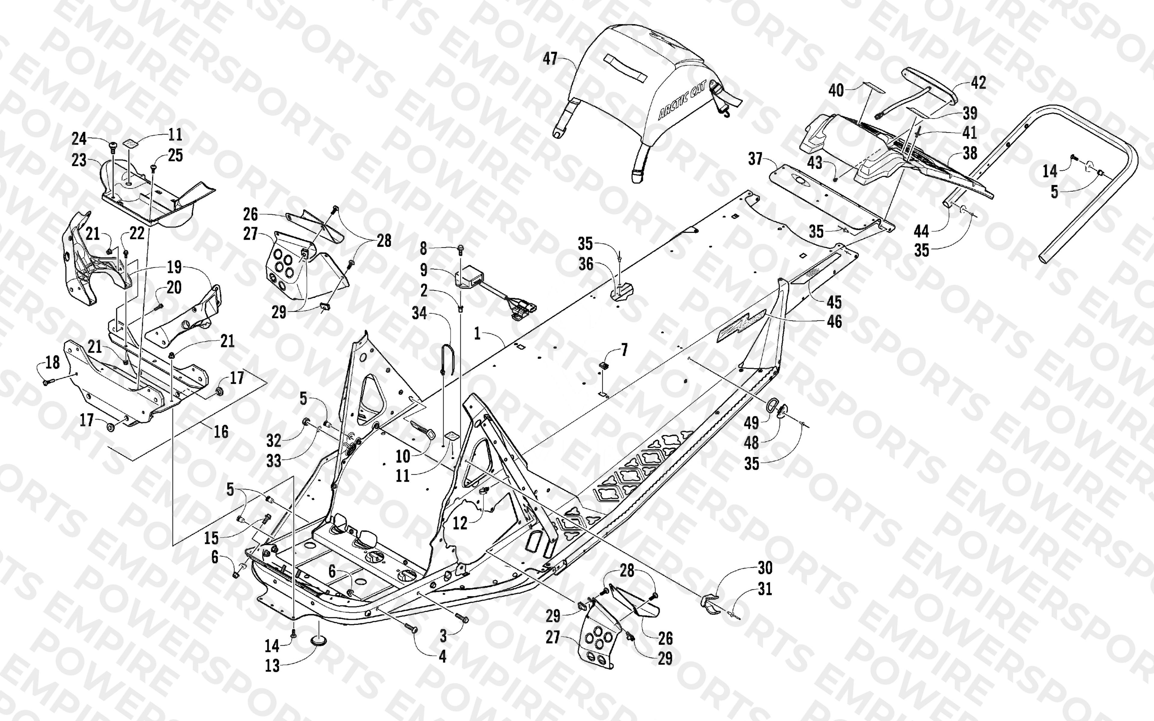 CHASSIS, REAR BUMPER, AND SNOWFLAP ASSEMBLY