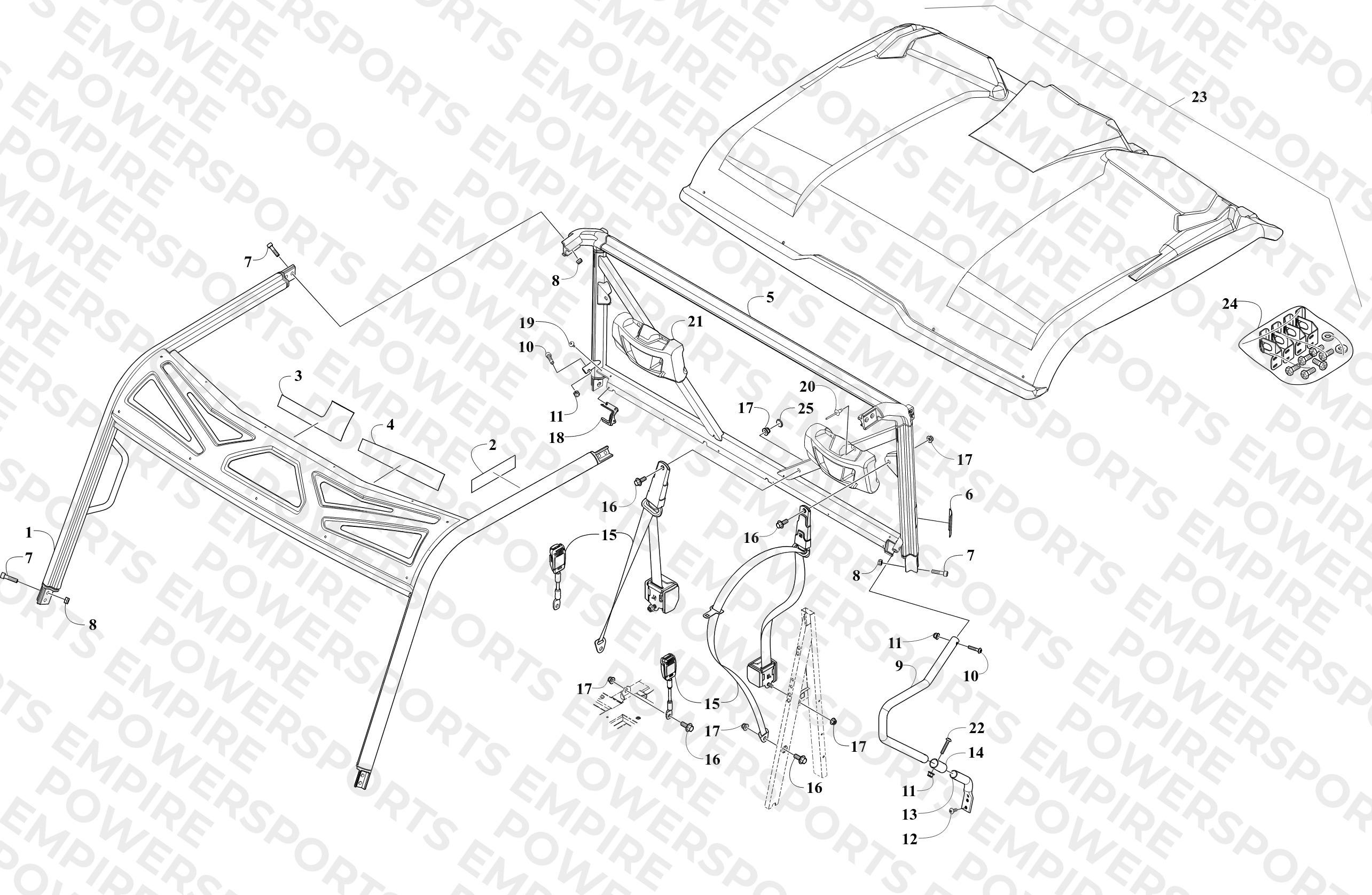 ROPS AND SEAT BELT ASSEMBLY