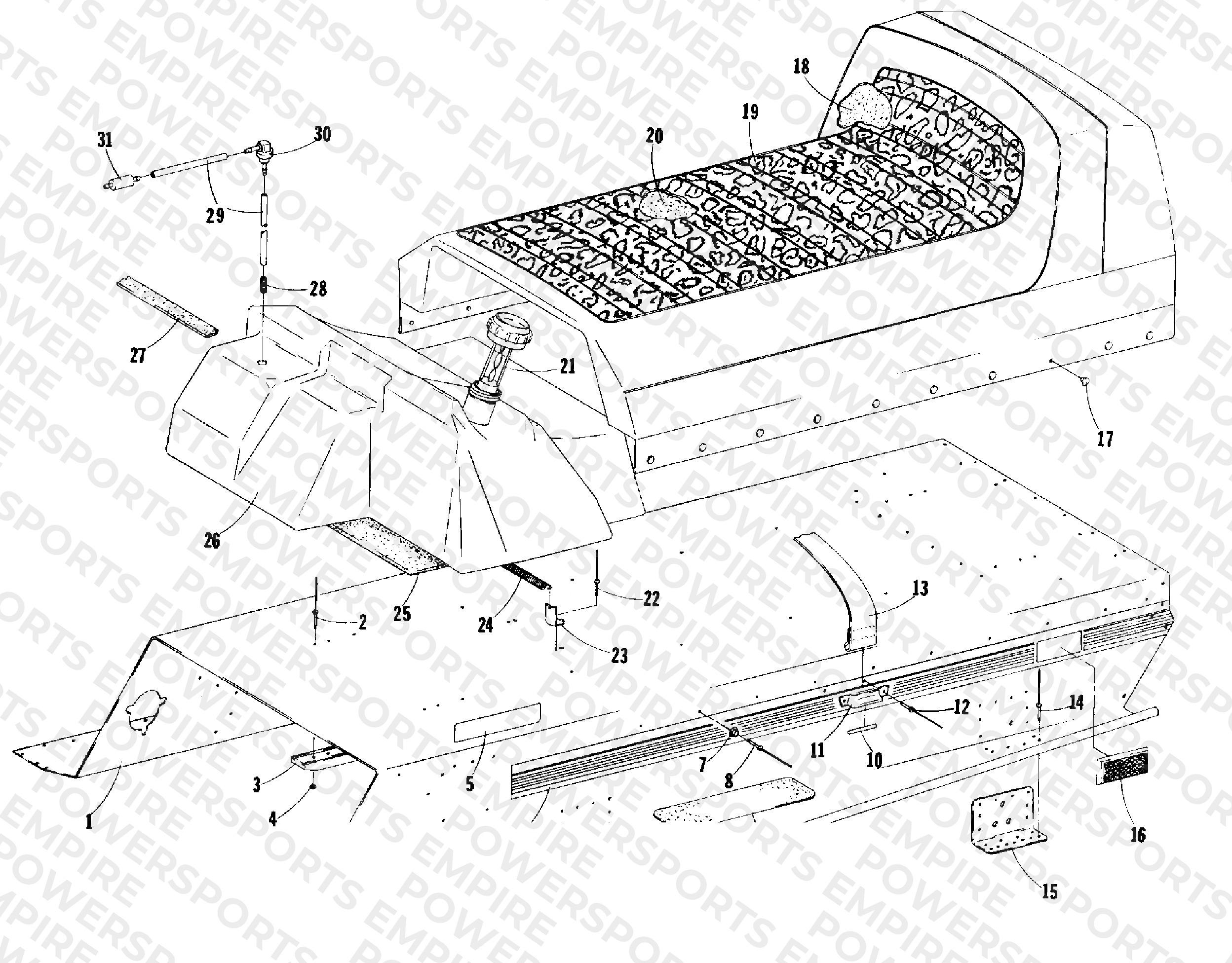 TUNNEL, GAS TANK AND SEAT