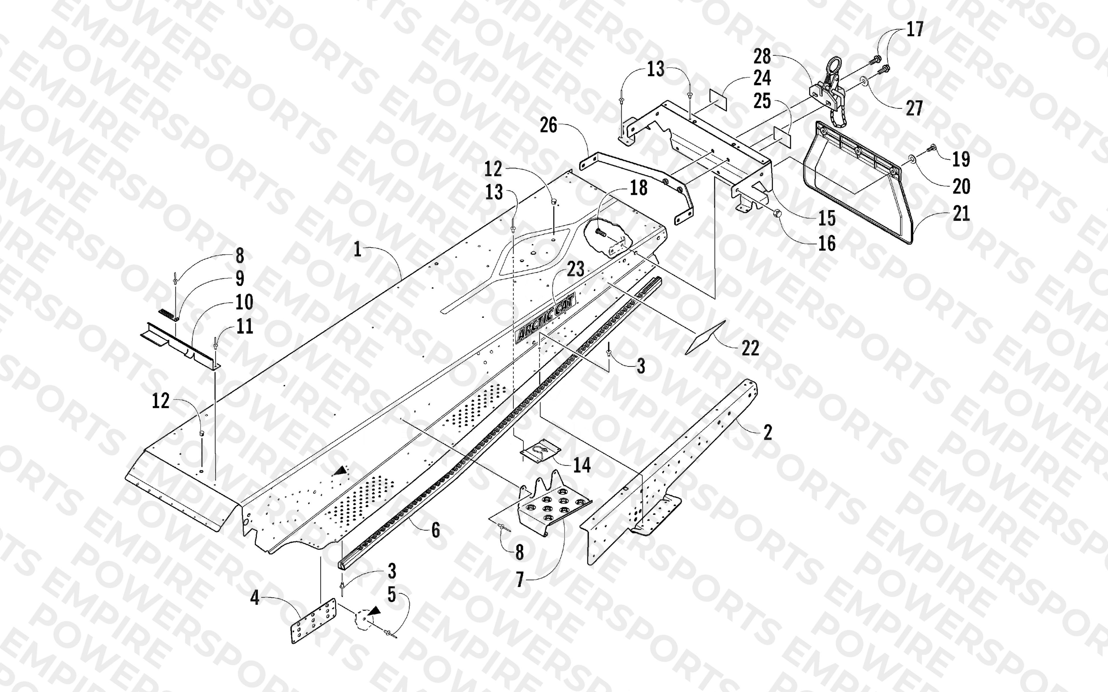 TUNNEL, REAR BUMPER, AND HITCH ASSEMBLY