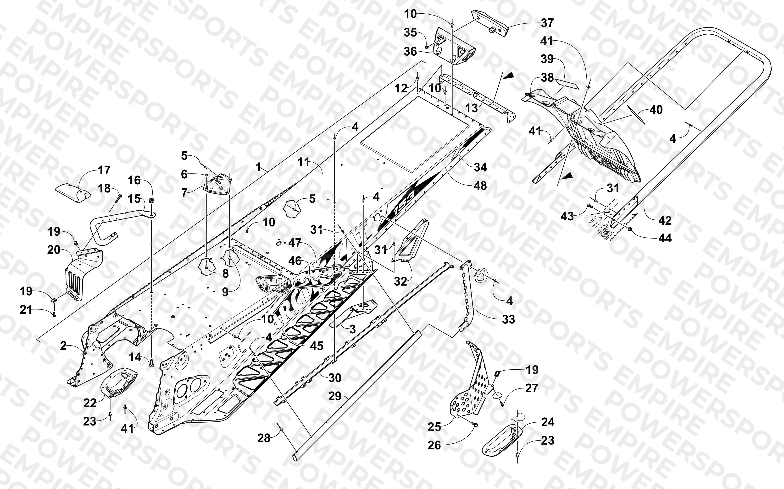 TUNNEL, REAR BUMPER, AND SNOWFLAP ASSEMBLY