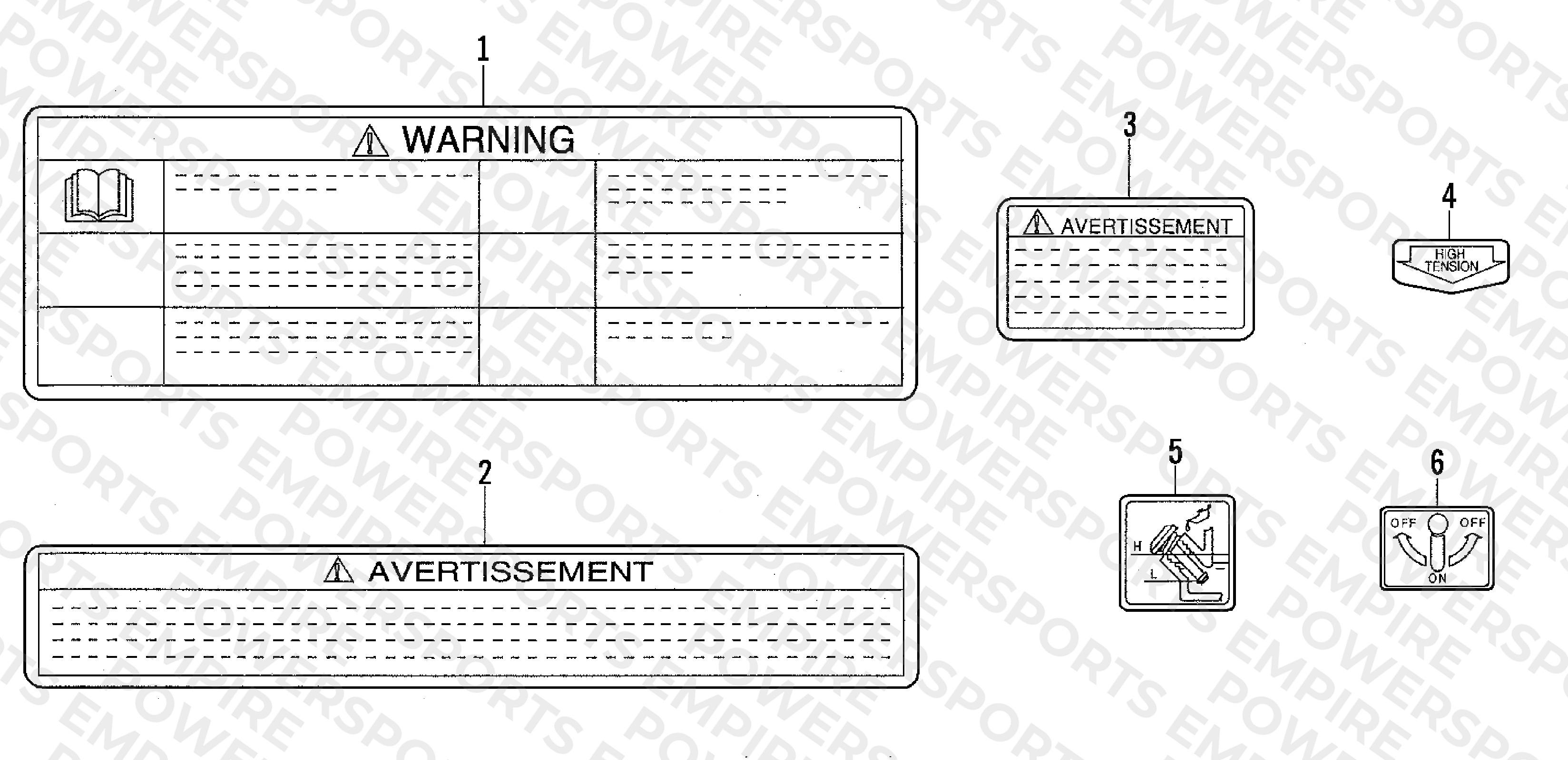 WARNING DECALS (S/N SV233-100001 & Up)