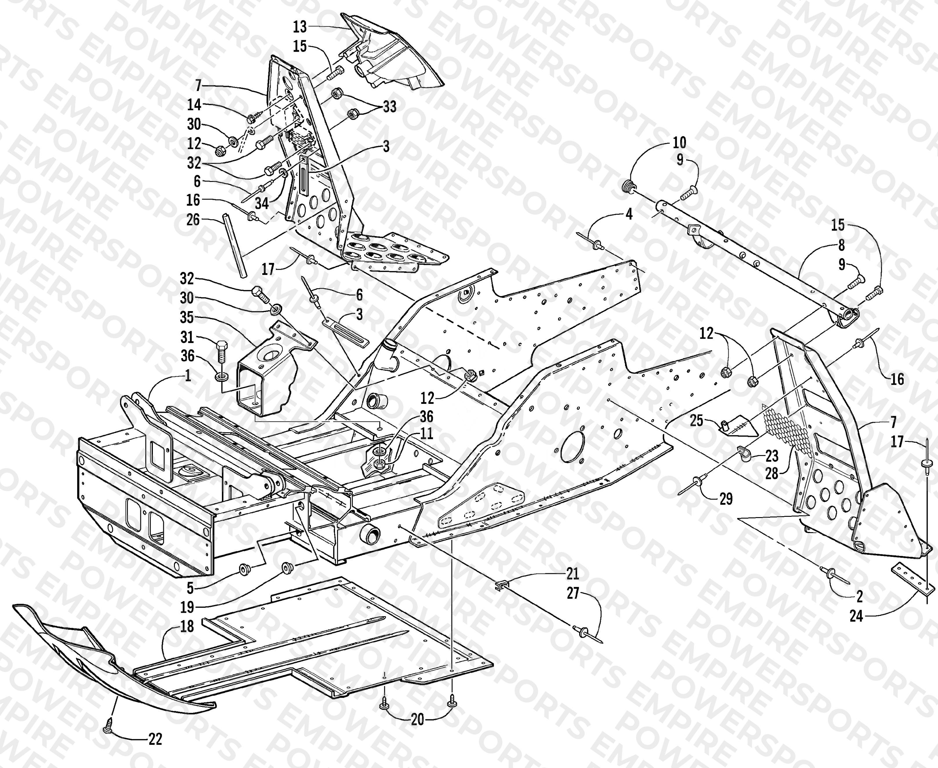 FRONT FRAME AND FOOTREST ASSEMBLY