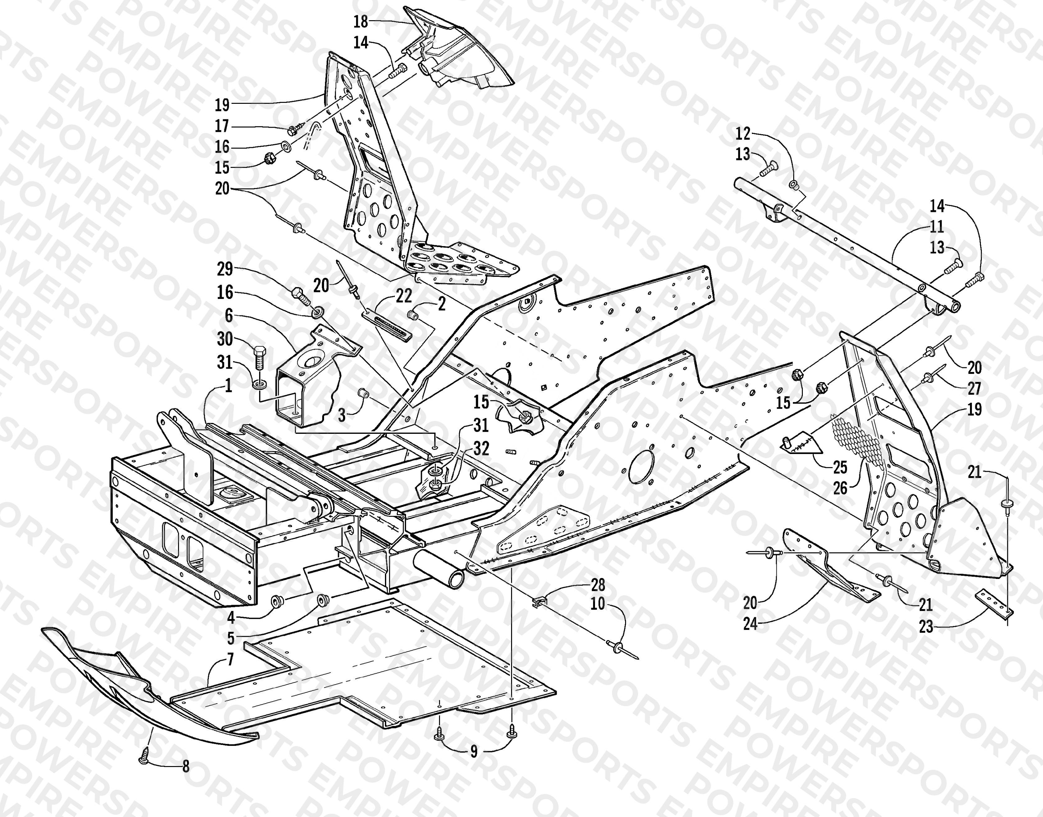 FRONT FRAME AND FOOTREST ASSEMBLY