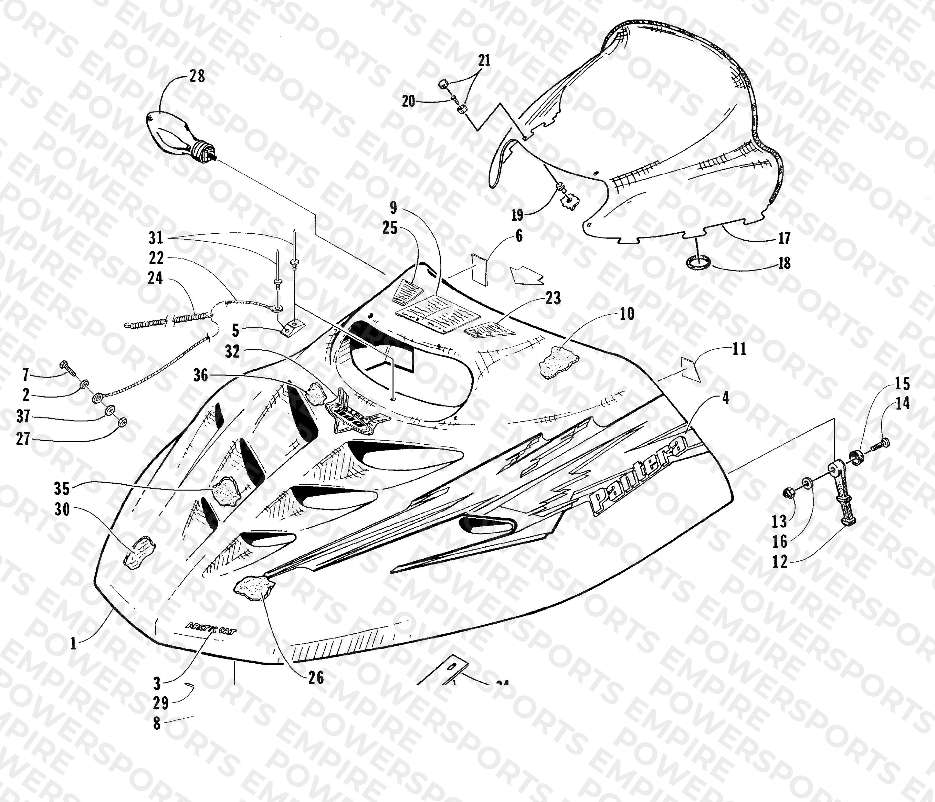 HOOD AND WINDSHIELD ASSEMBLY