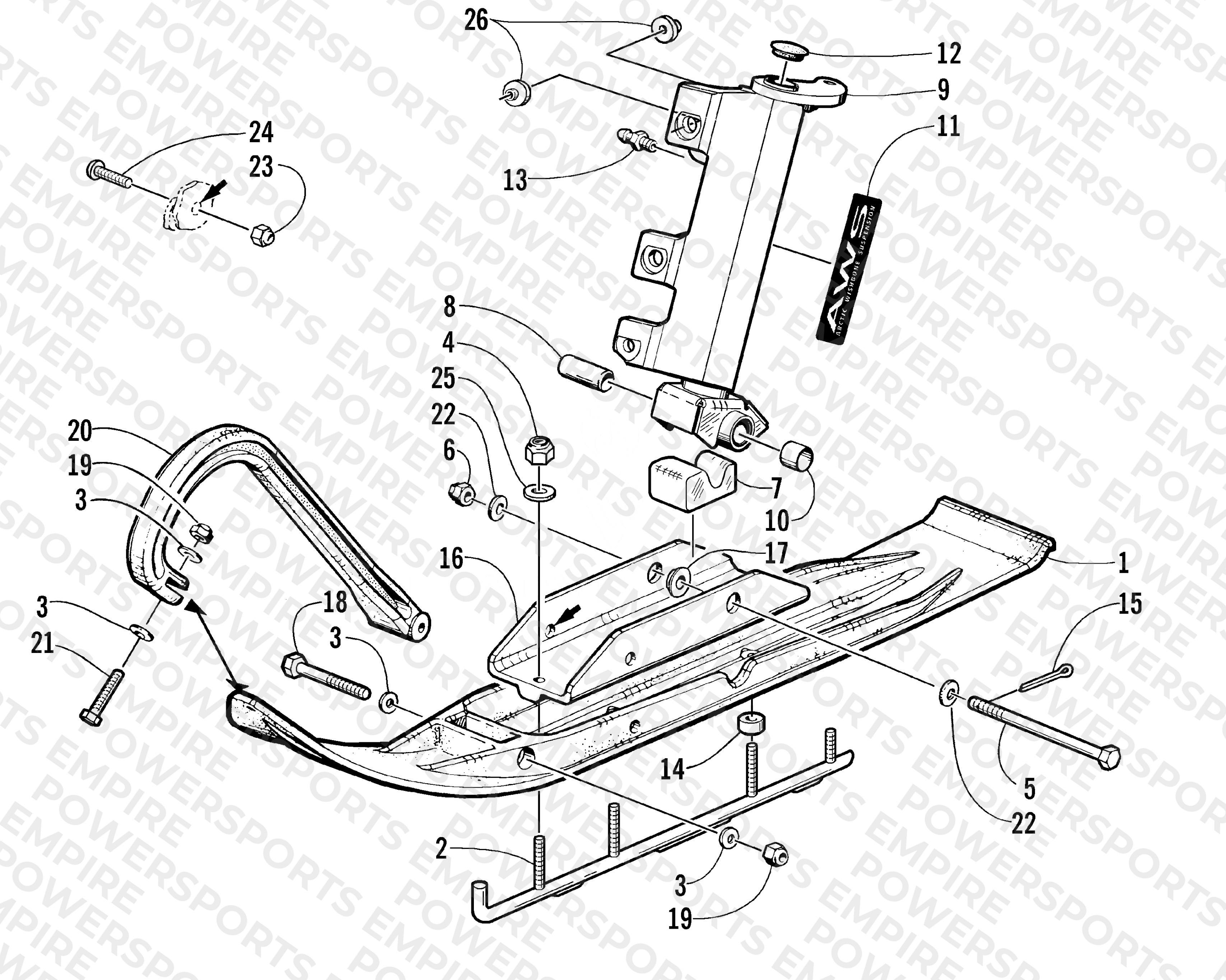 SKI AND SPINDLE ASSEMBLY