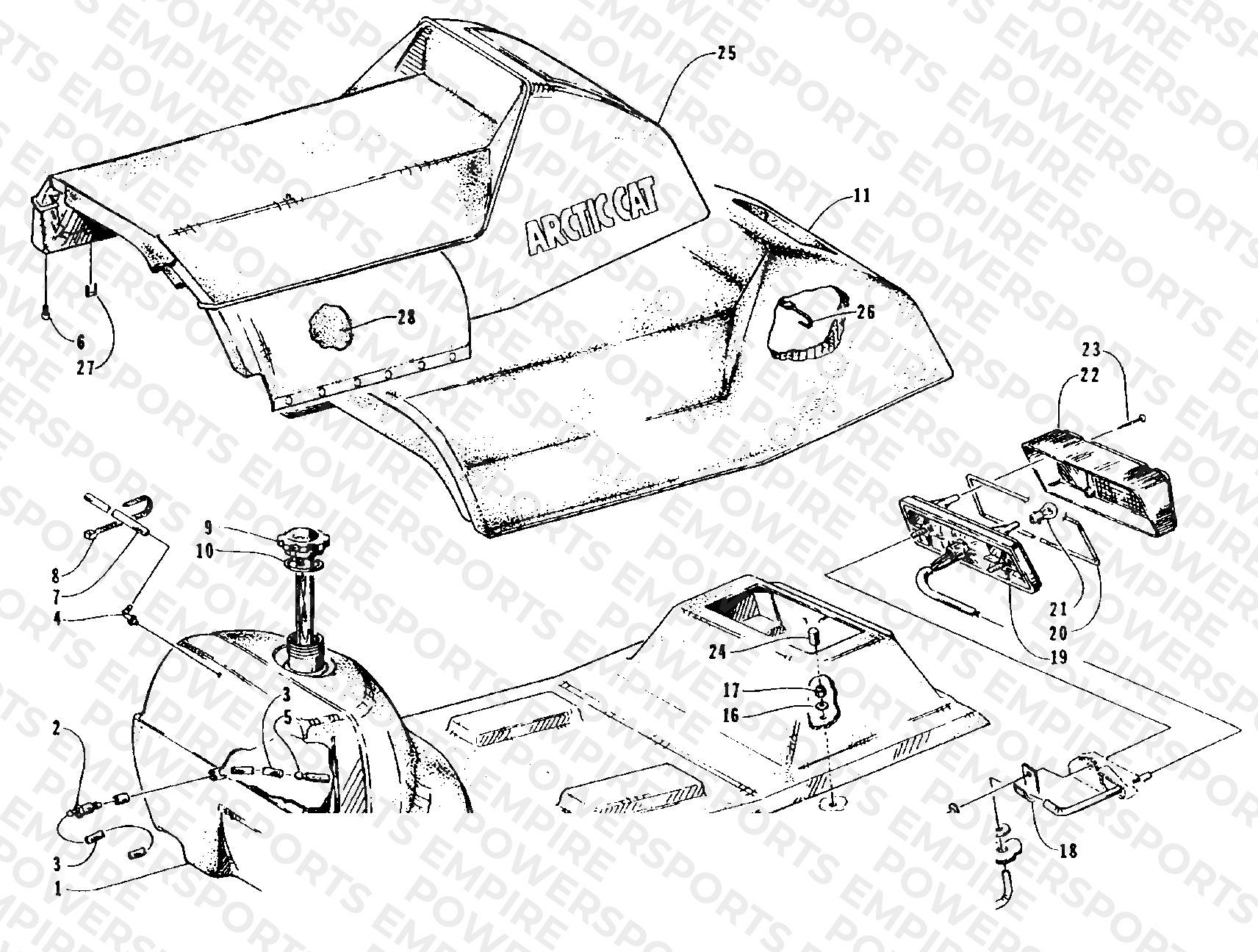 GAS TANK, SEAT, AND TAILLIGHT ASSEMBLY