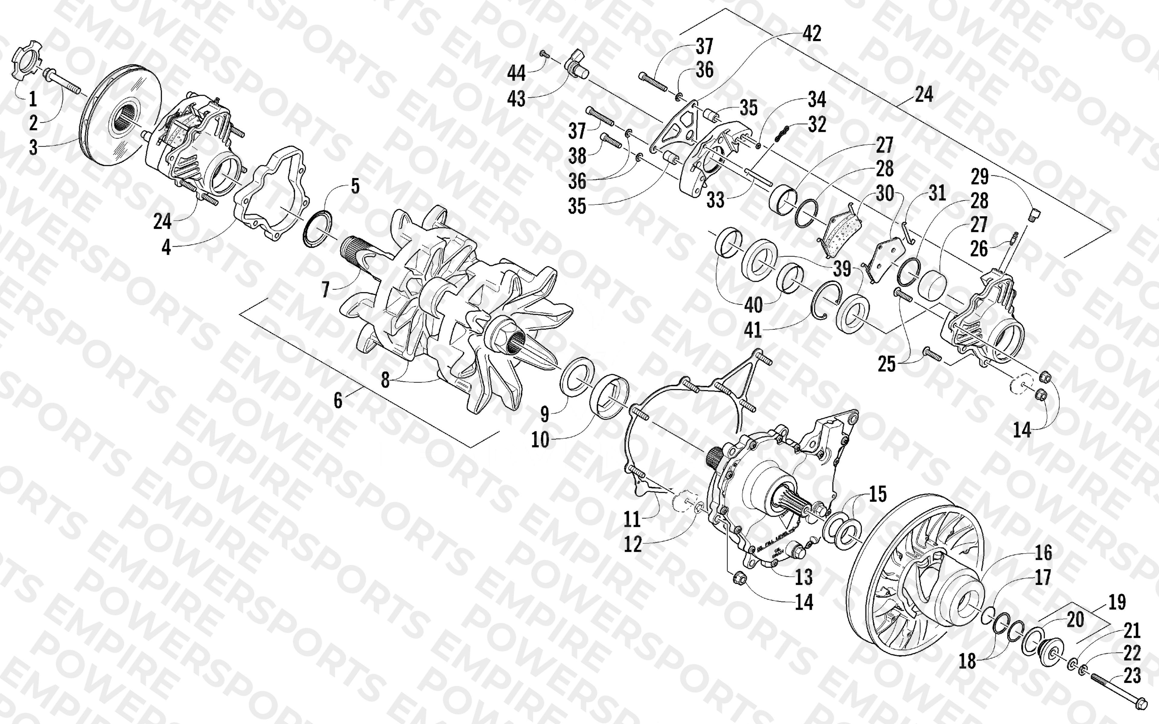 DRIVE TRAIN SHAFT AND BRAKE ASSEMBLIES