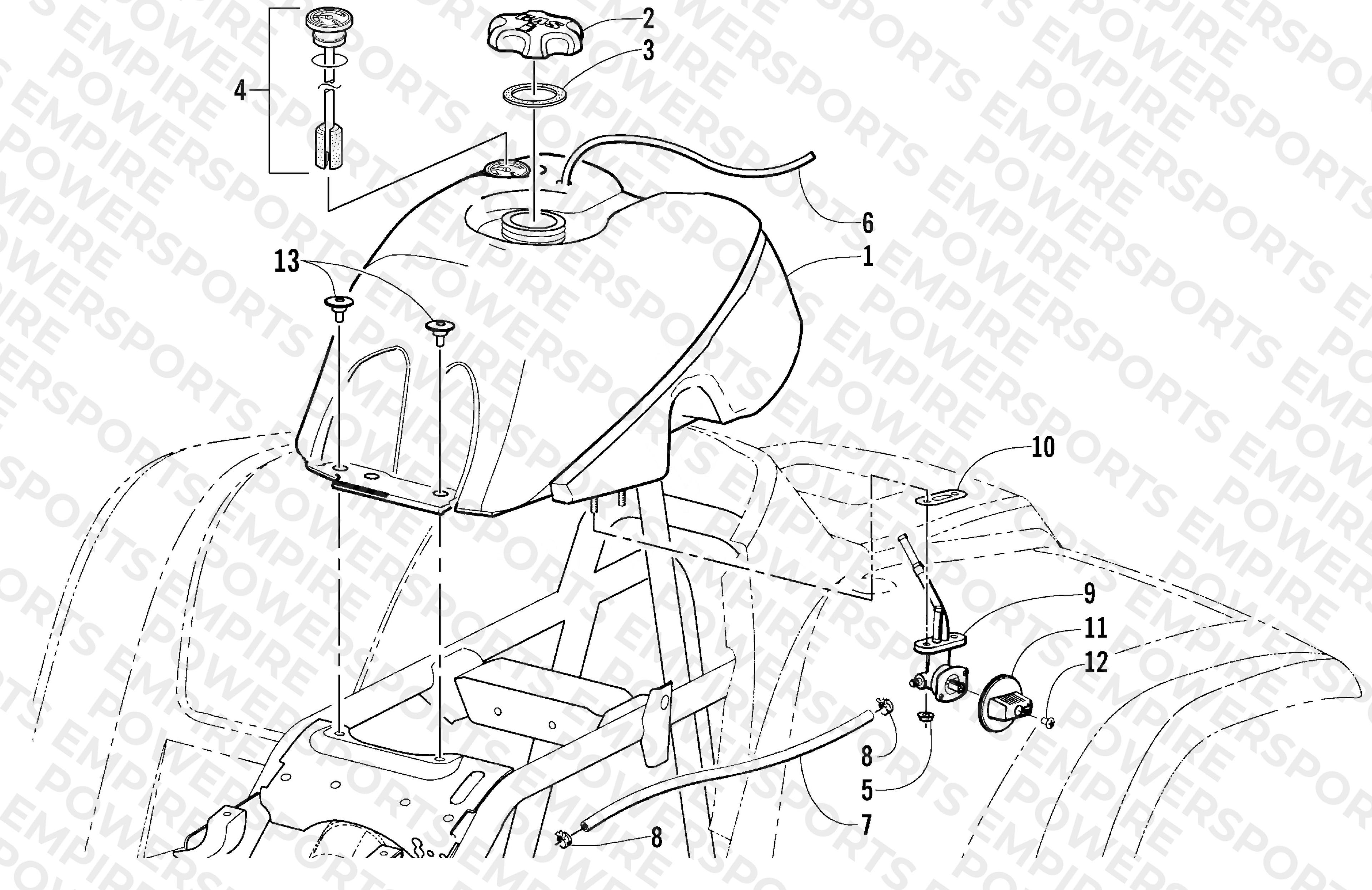 GAS TANK ASSEMBLY (VIN E21T325087 and Up)