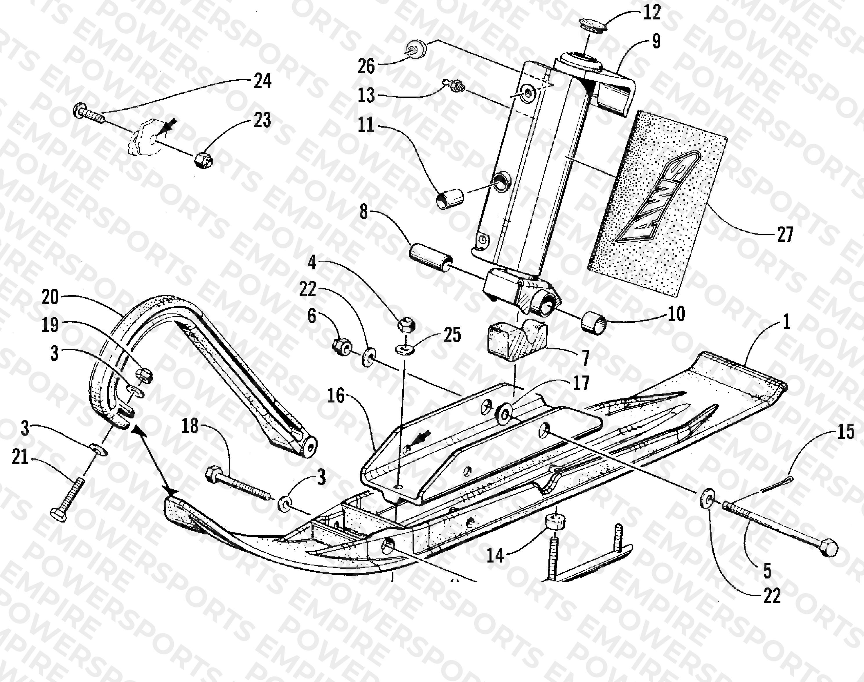 SKI AND SPINDLE ASSEMBLY