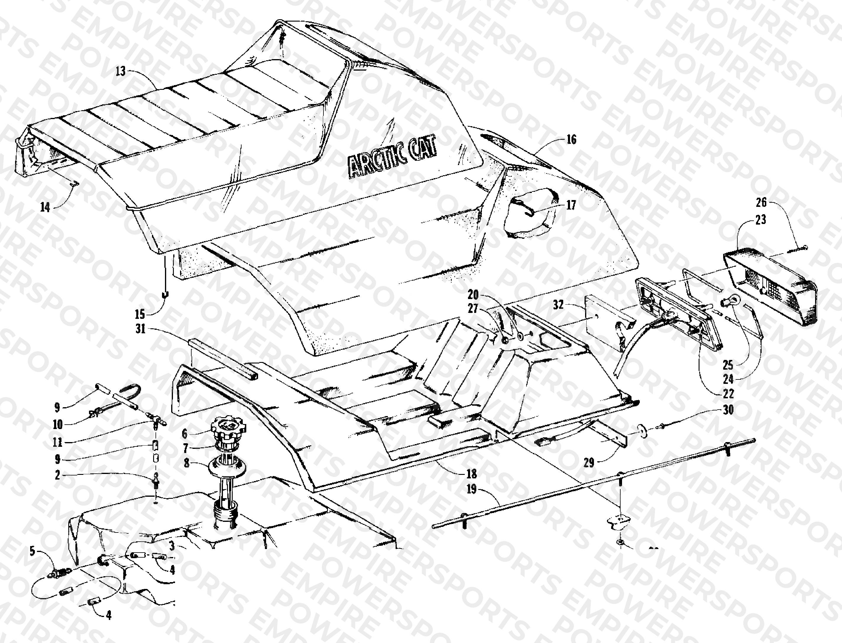 GAS TANK, SEAT, AND TAILLIGHT ASSEMBLIES