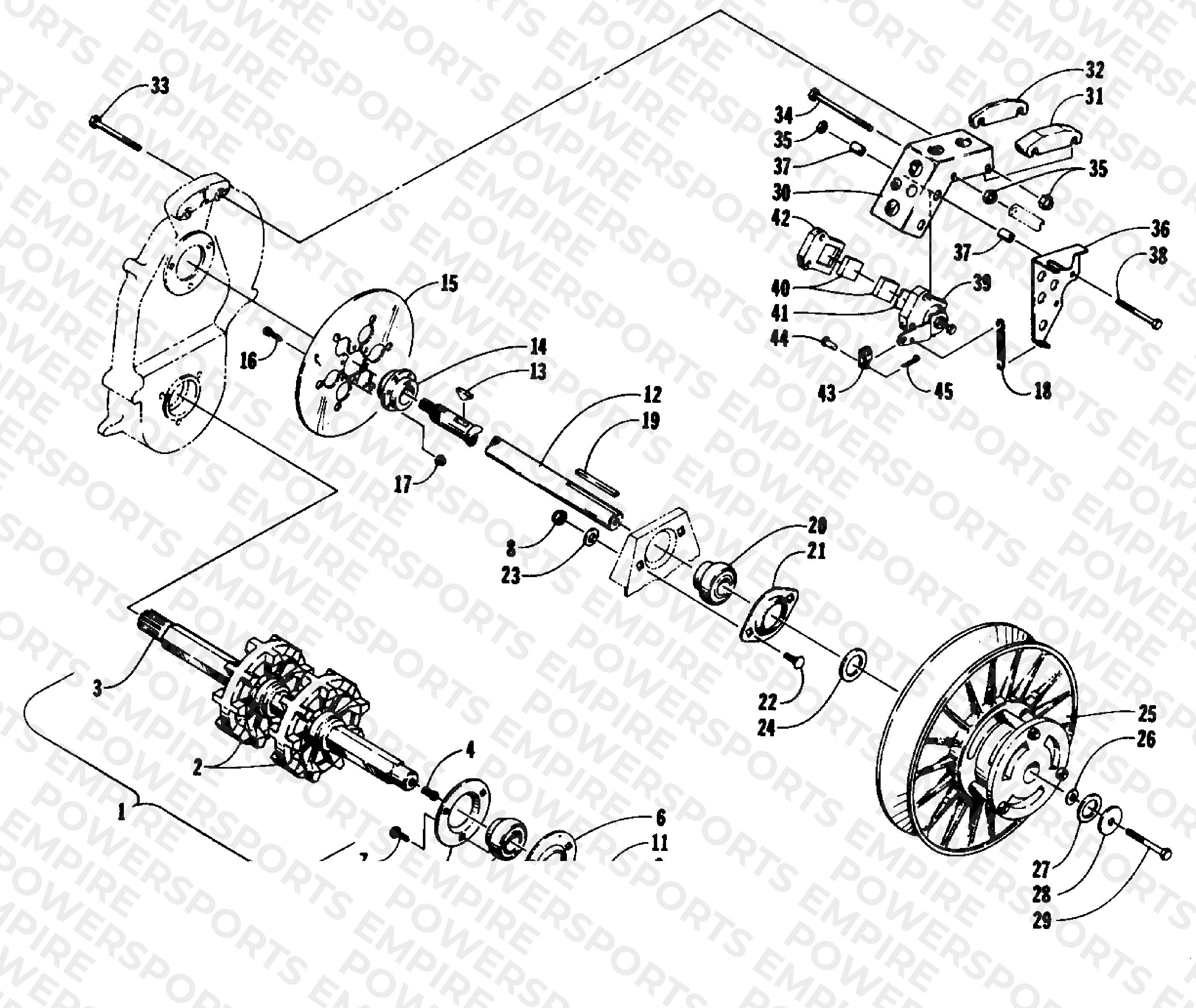 DRIVE TRAIN SHAFTS AND BRAKE ASSEMBLIES