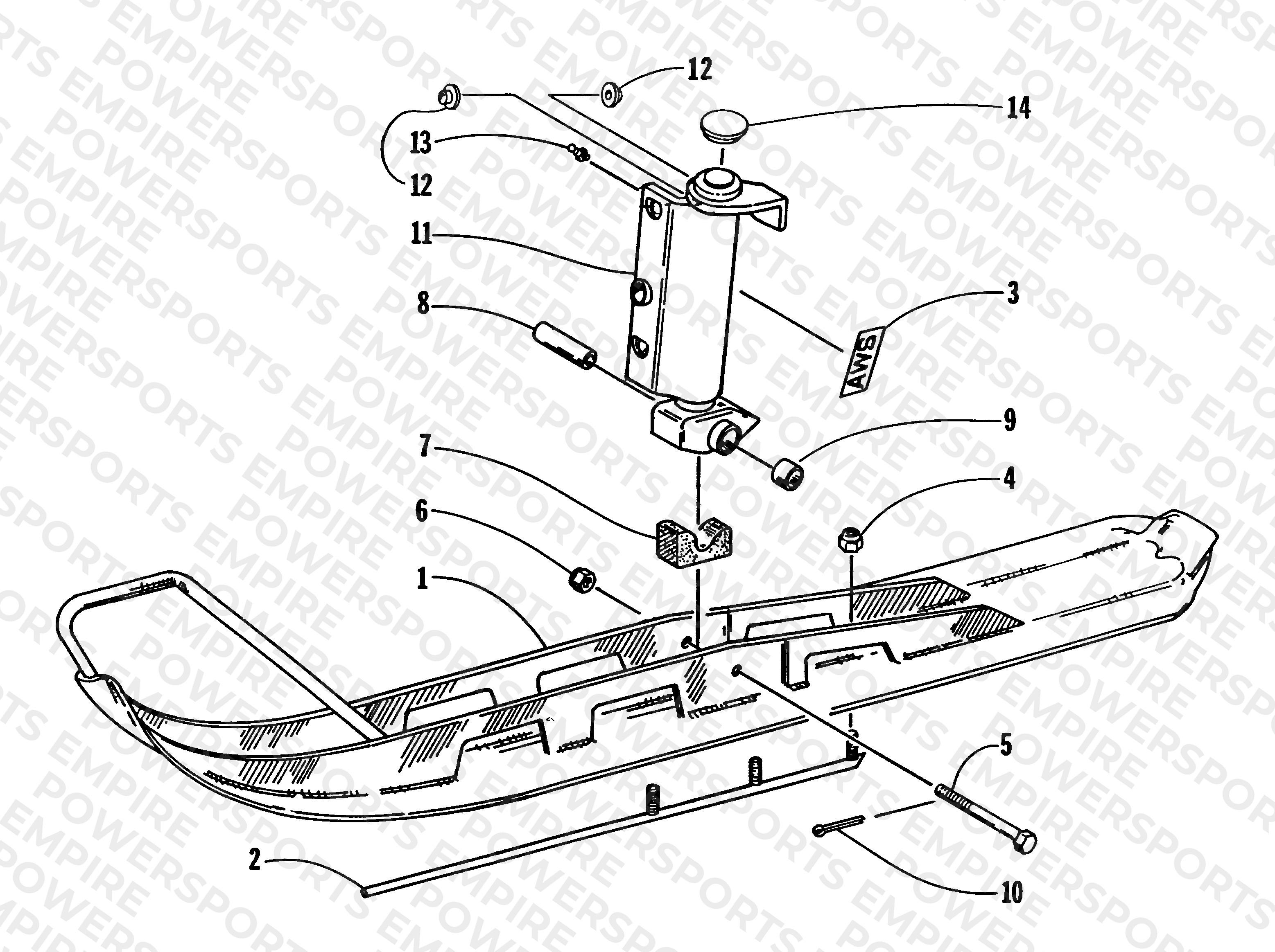 SKI AND SPINDLE ASSEMBLY
