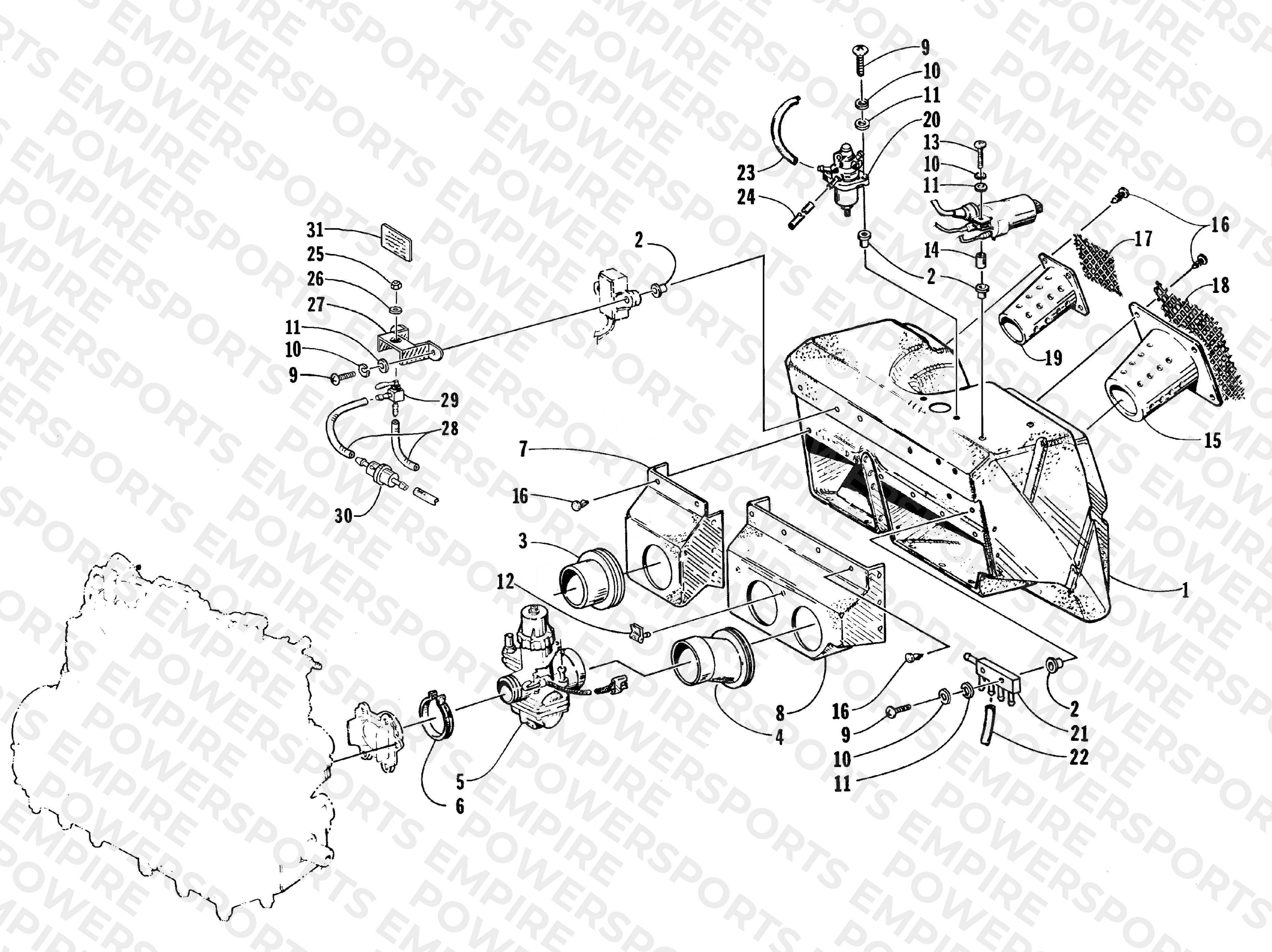 CARBURETOR AND AIR SILENCER ASSEMBLY
