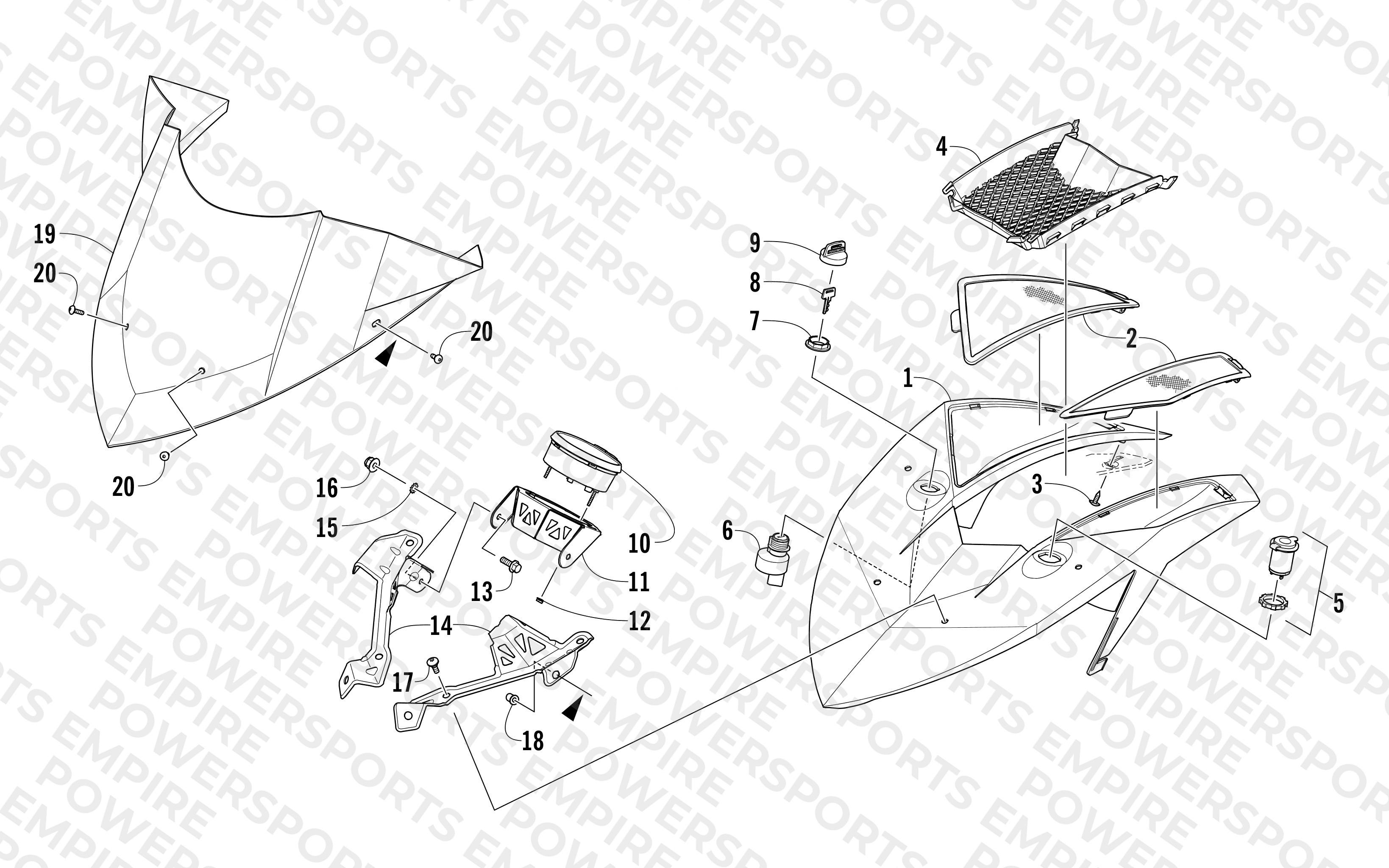 WINDSHIELD AND INSTRUMENTS ASSEMBLIES