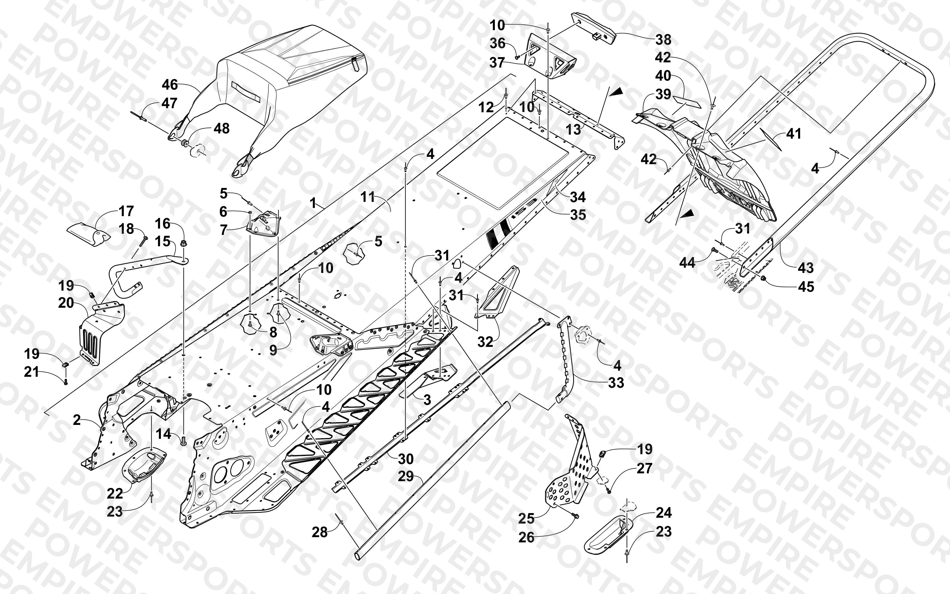 TUNNEL, REAR BUMPER, AND SNOWFLAP ASSEMBLY