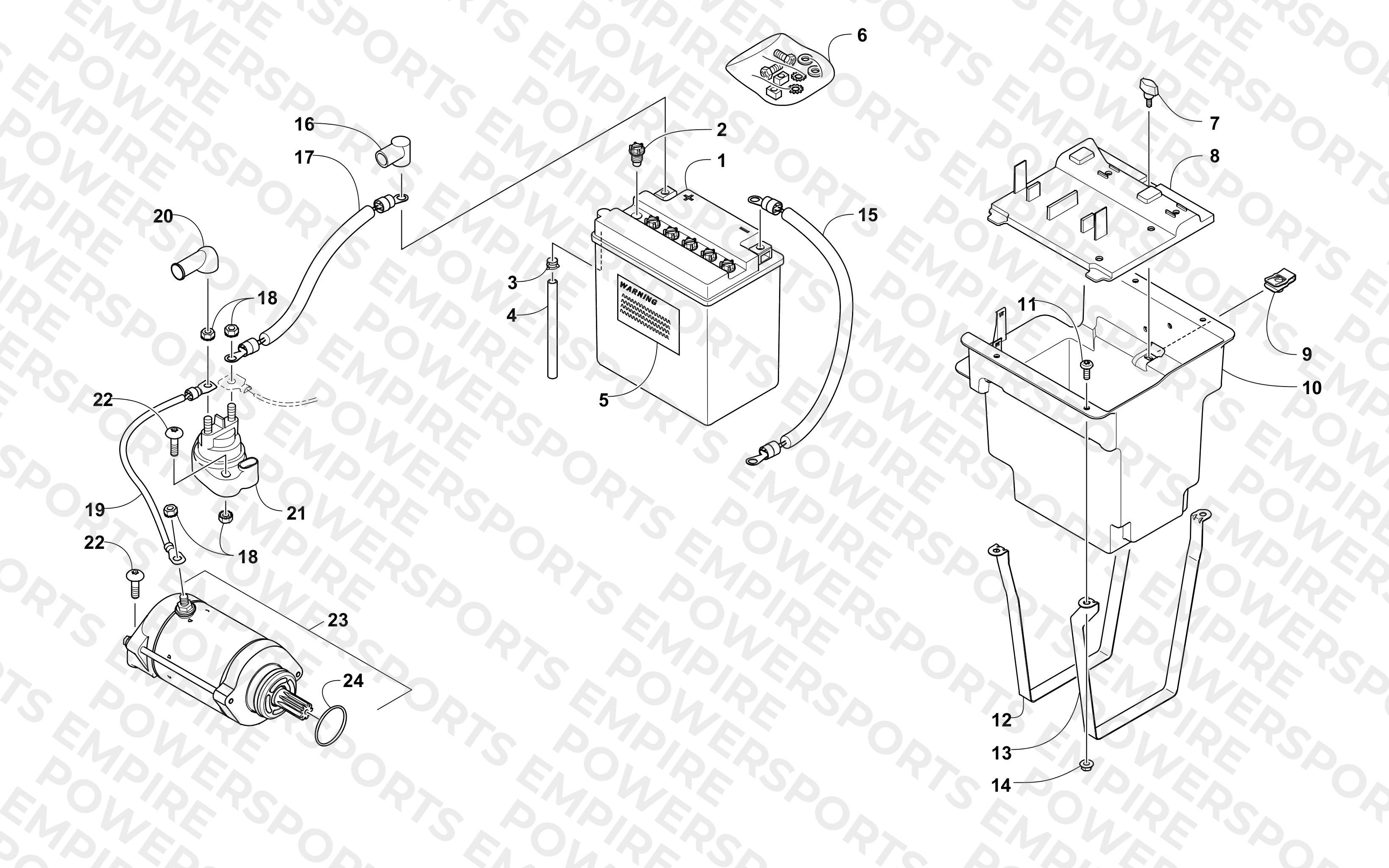 BATTERY AND STARTER MOTOR ASSEMBLY