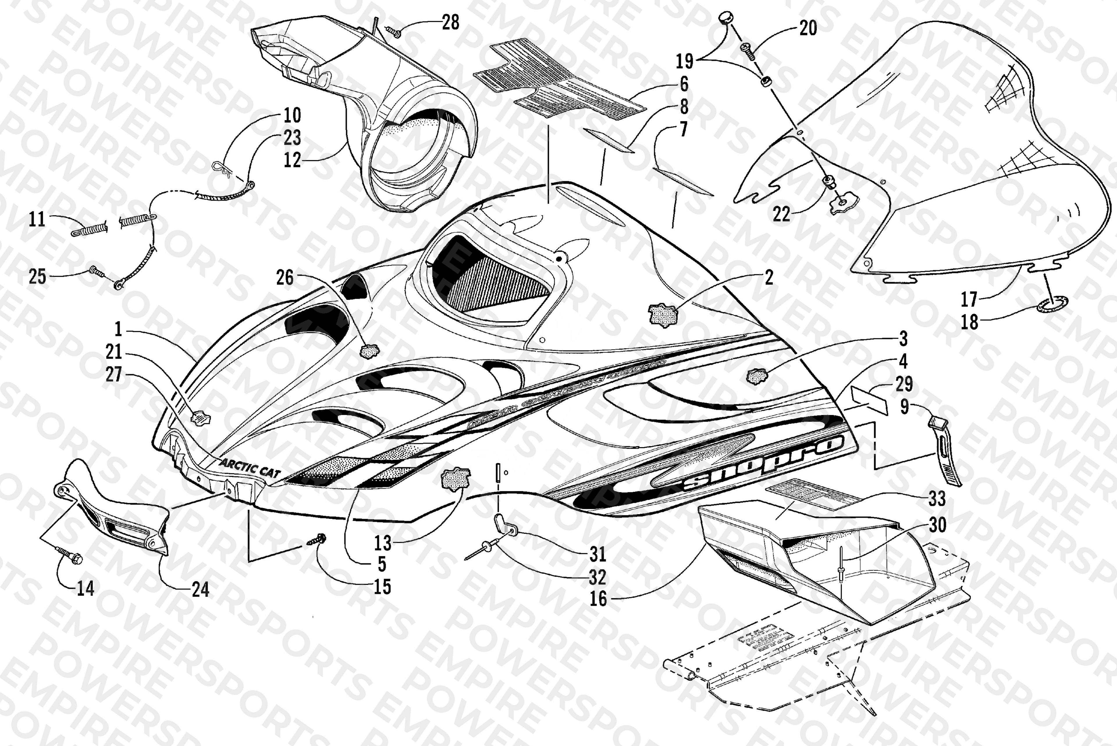HOOD AND WINDSHIELD ASSEMBLY