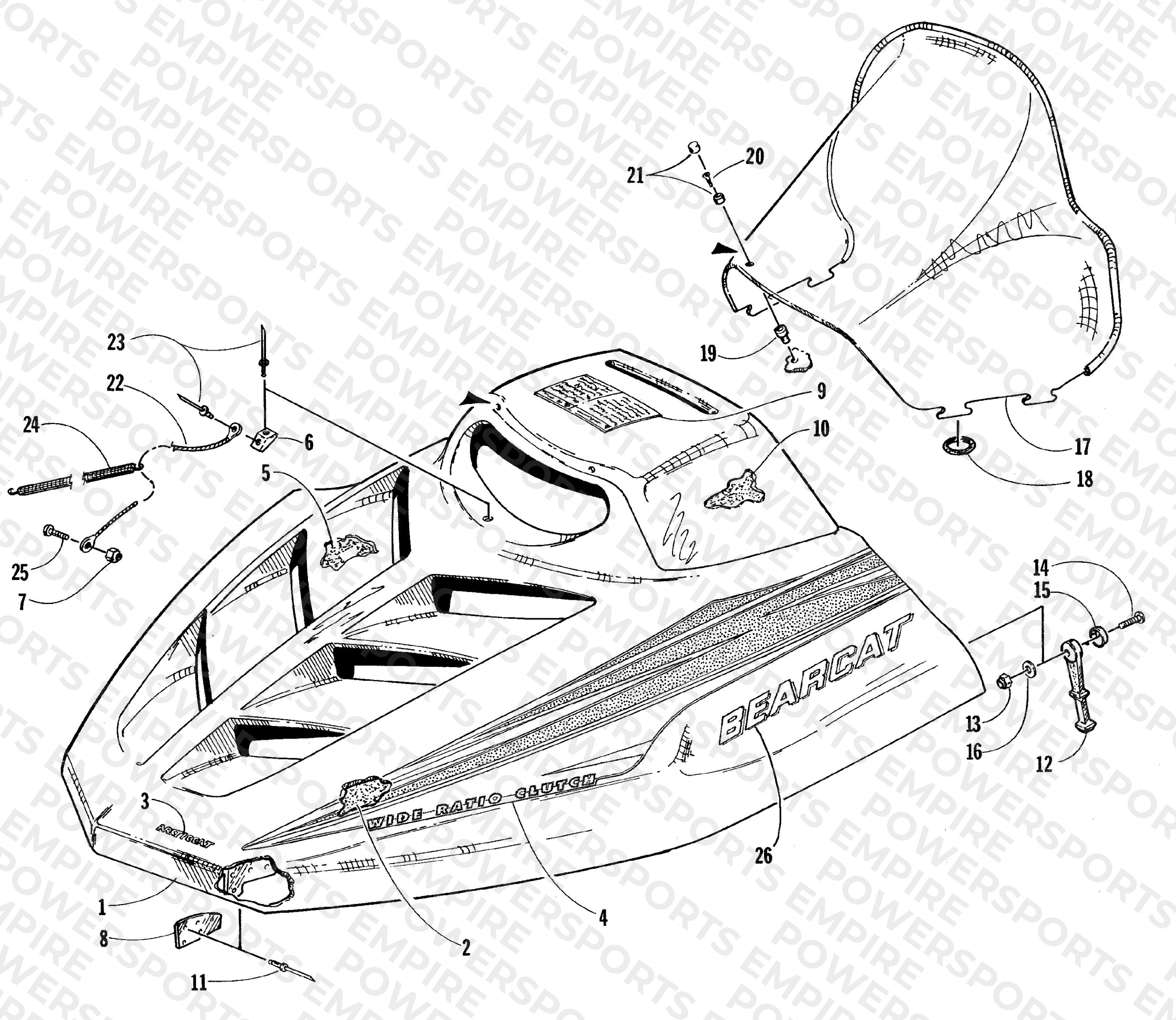 HOOD AND WINDSHIELD ASSEMBLY