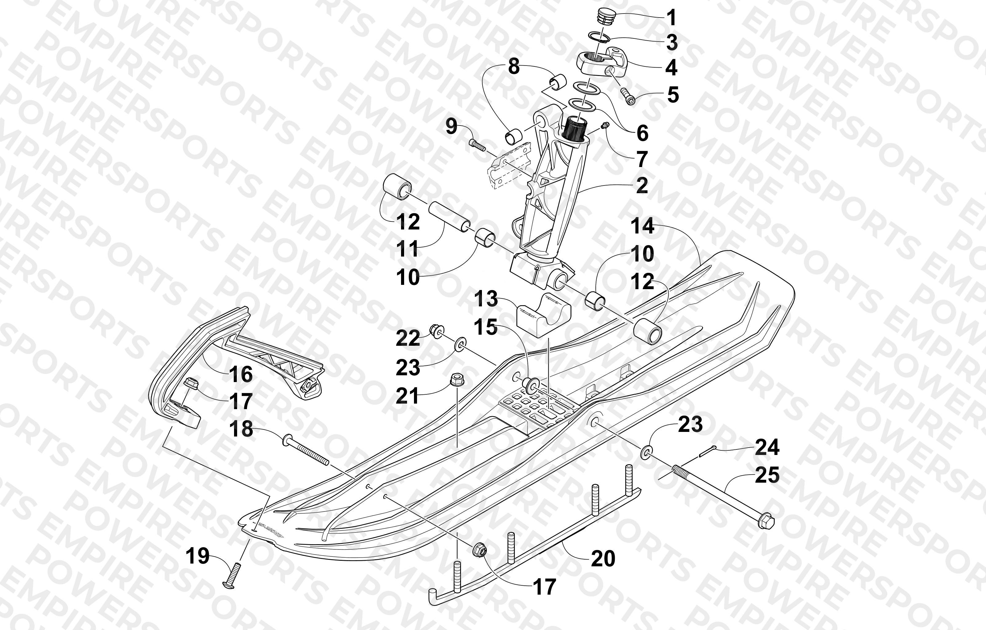 SKI AND SPINDLE ASSEMBLY