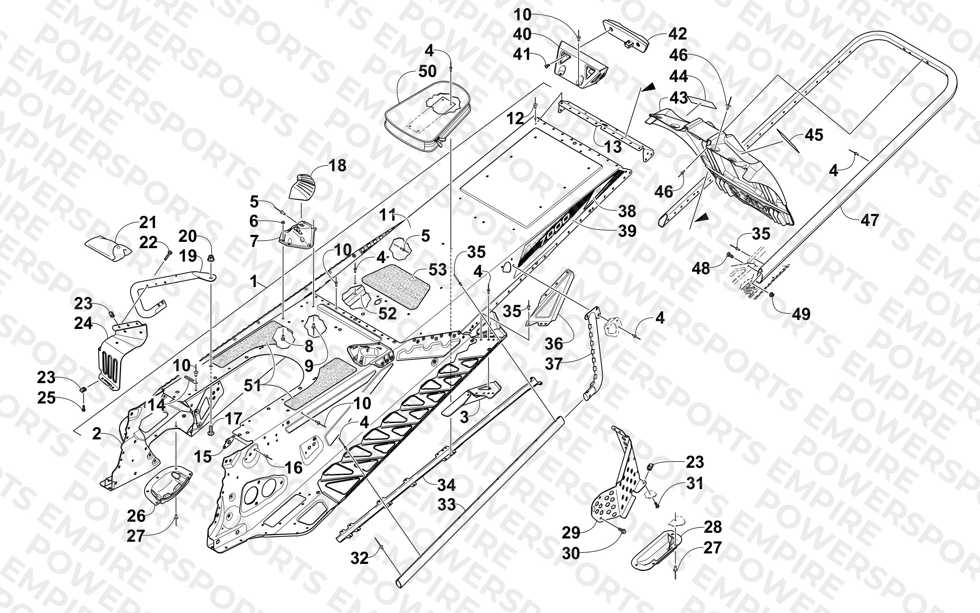 TUNNEL, REAR BUMPER, AND SNOWFLAP ASSEMBLY