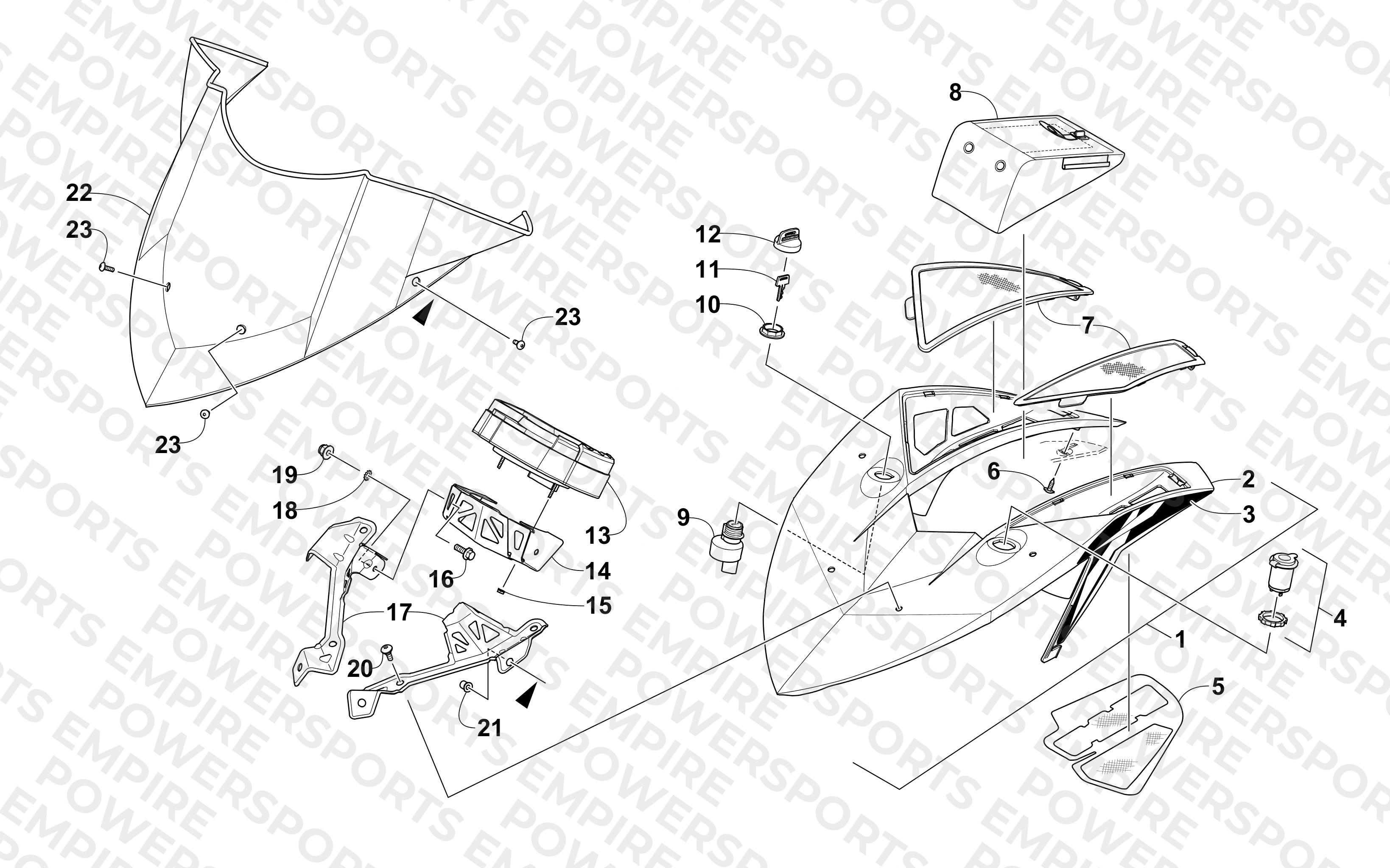 WINDSHIELD AND INSTRUMENTS ASSEMBLIES