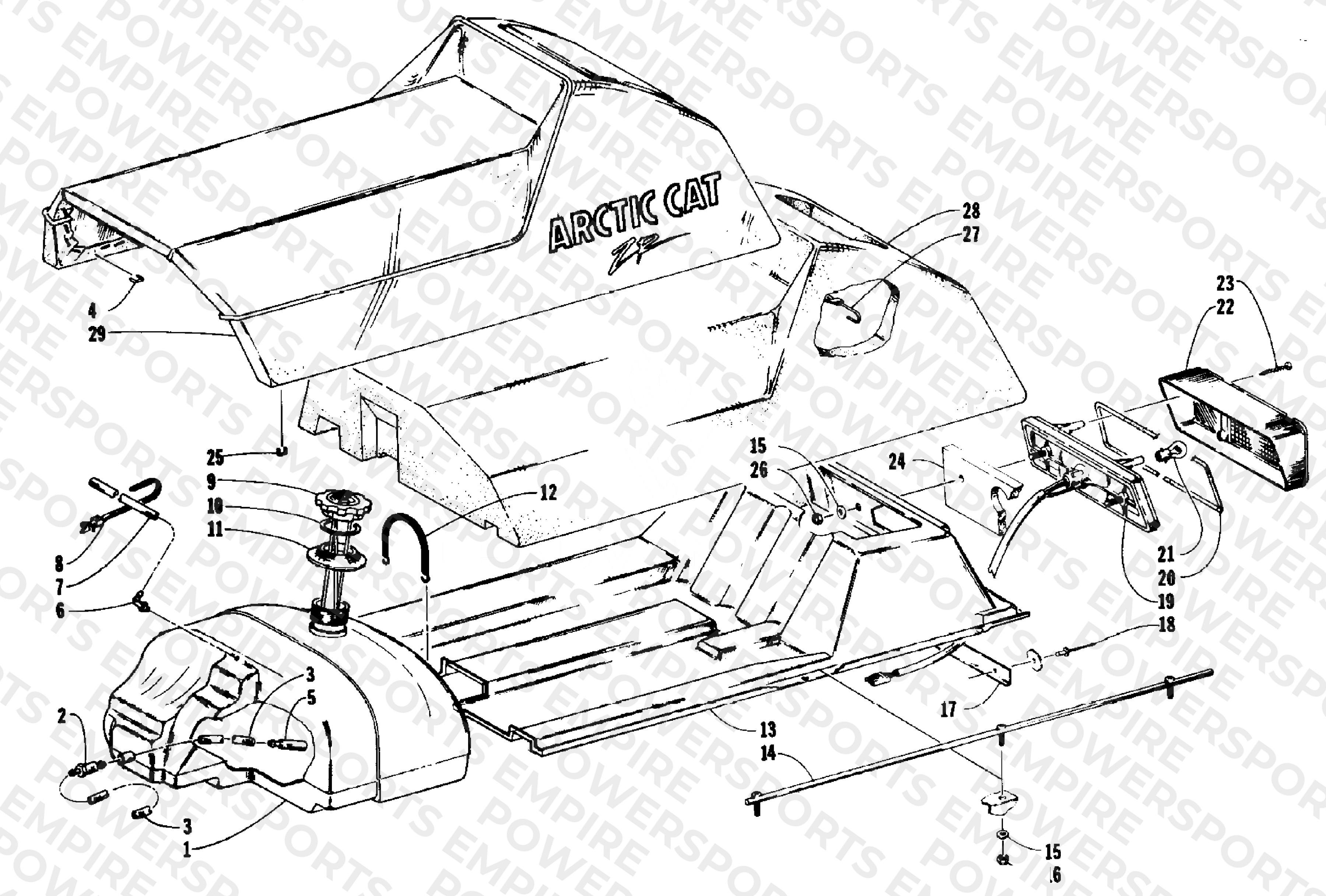 GAS TANK, SEAT, AND TAILLIGHT ASSEMBLIES