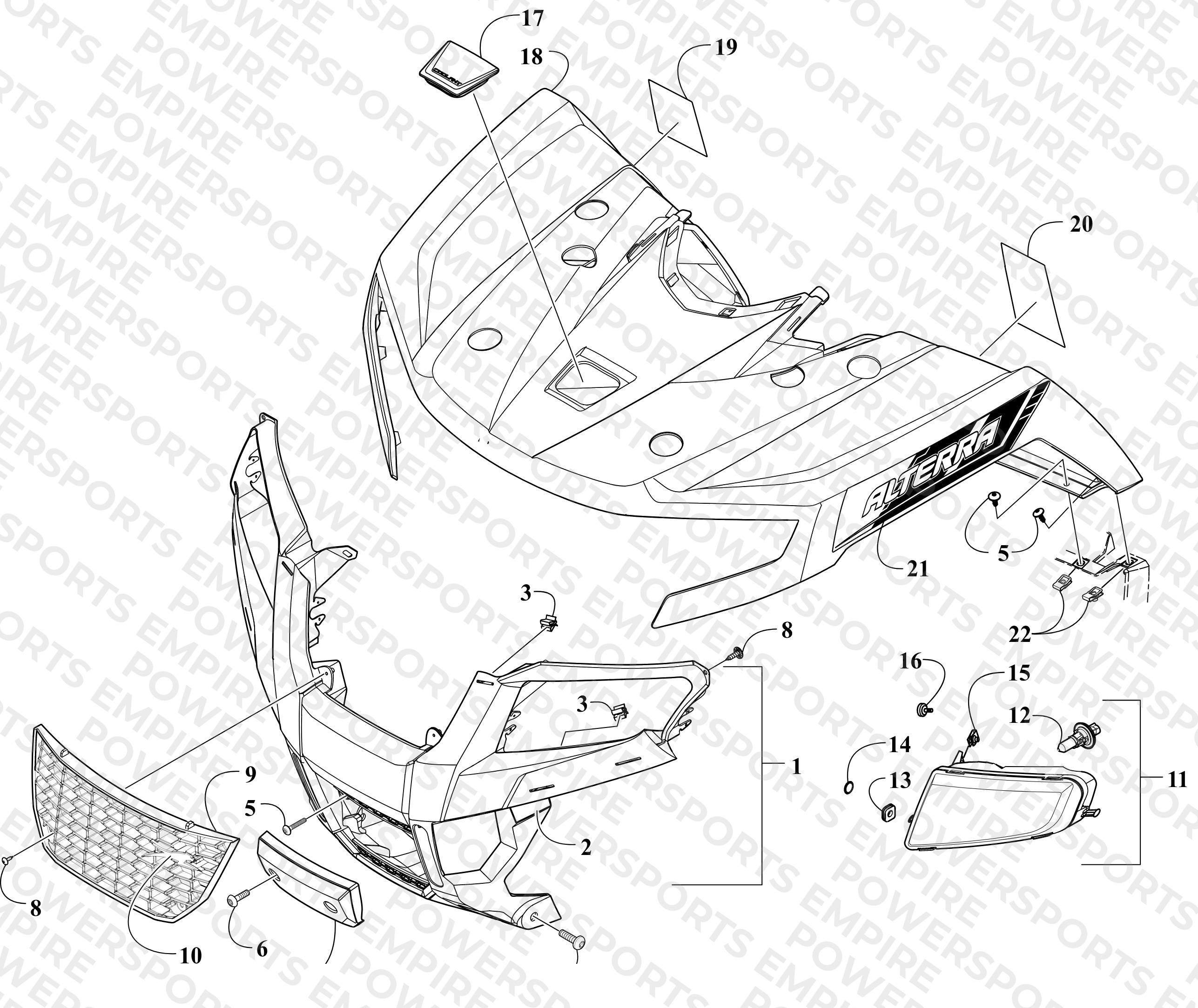 FRONT BODY PANEL AND HEADLIGHT ASSEMBLIES