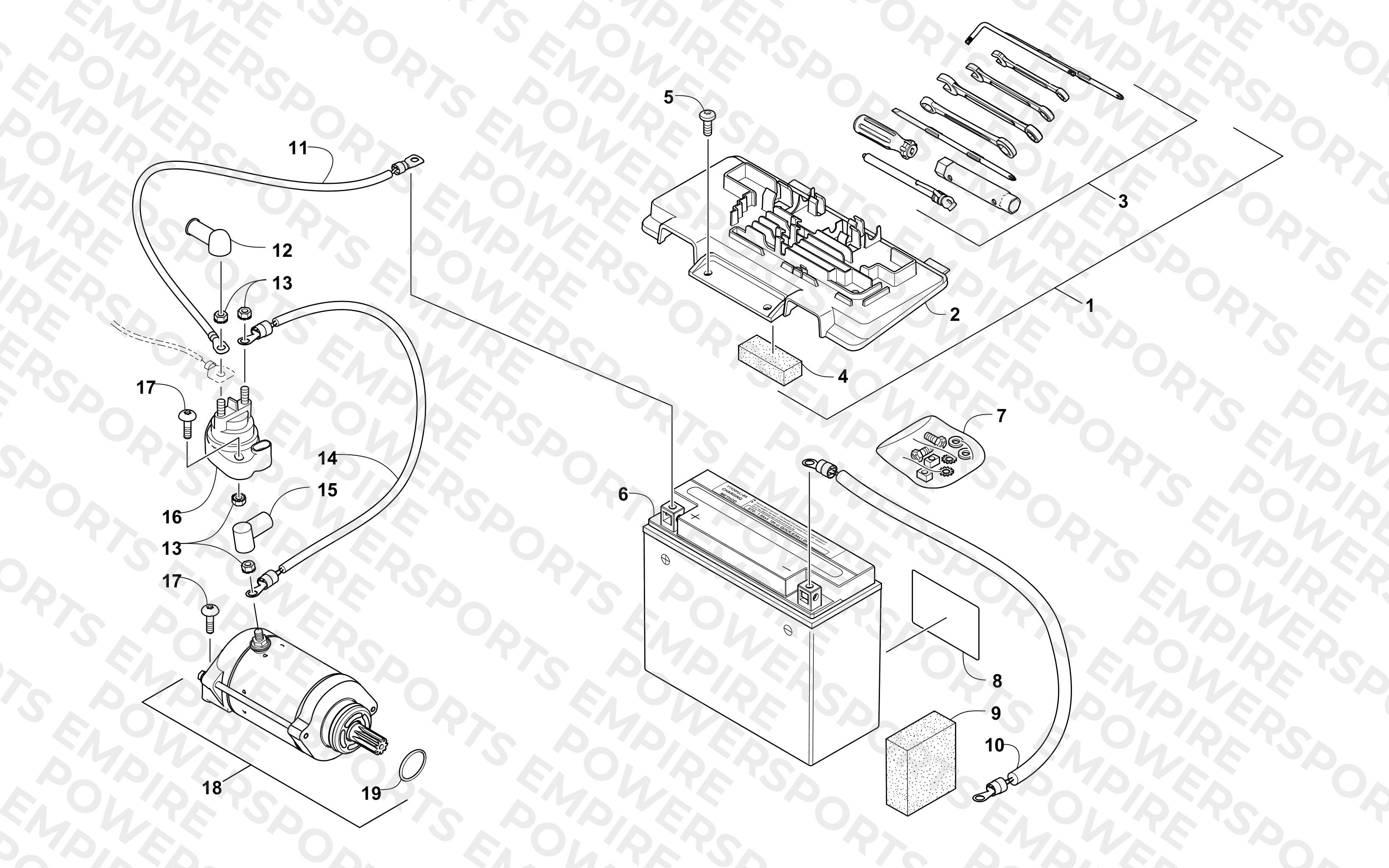 BATTERY AND STARTER ASSEMBLY